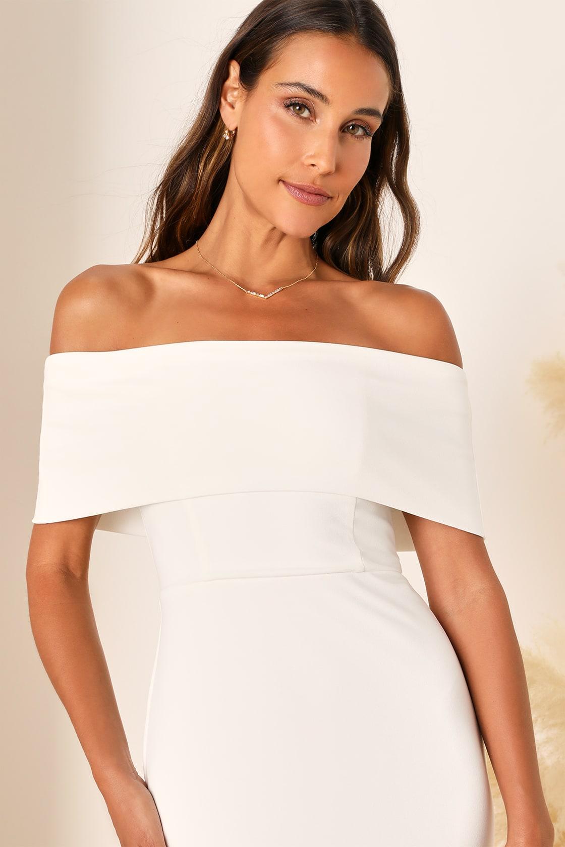 Exceptional Romance White Off-the-Shoulder Mermaid Maxi Dress Product Image