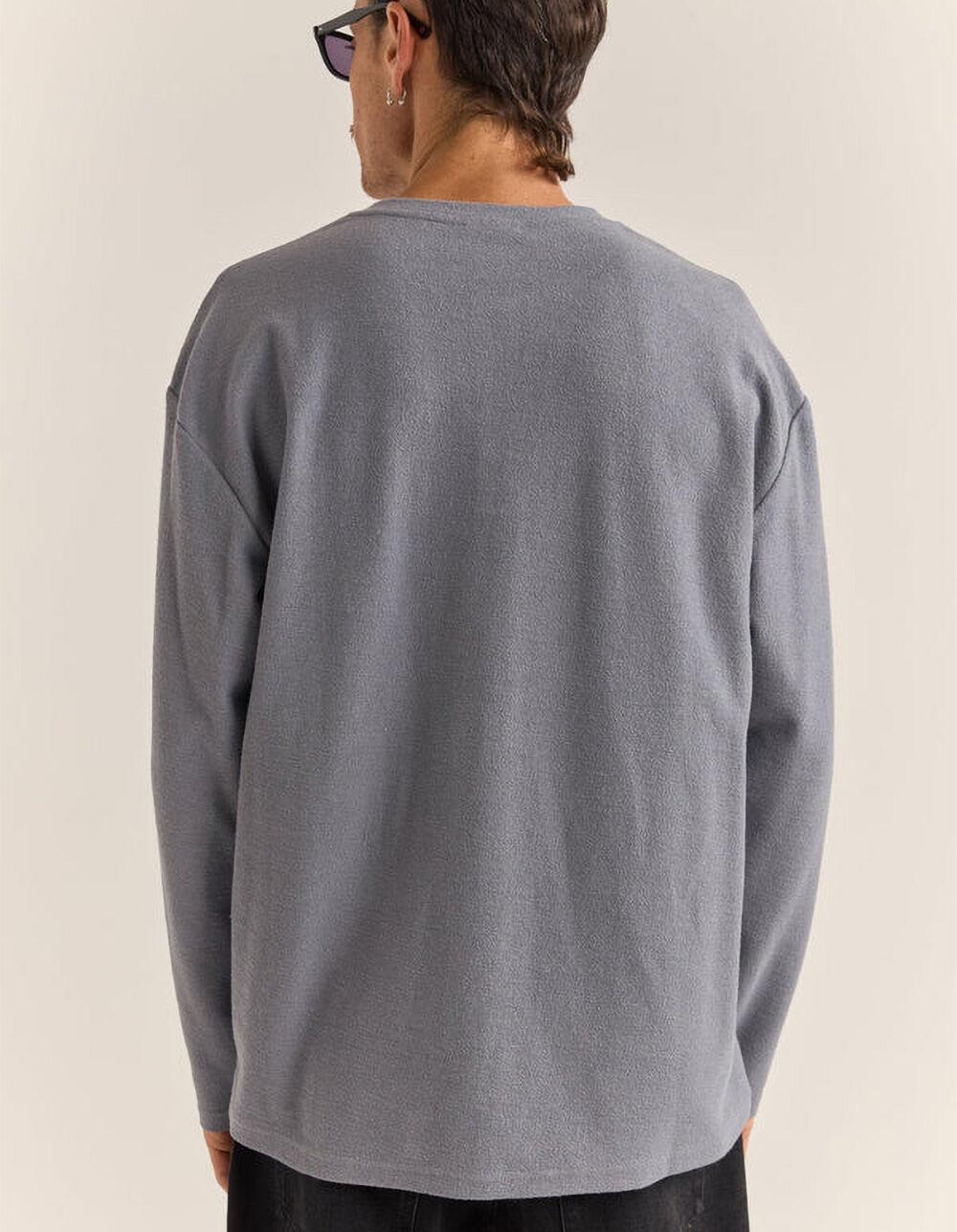 RHYTHM Vintage Terry Mens Long Sleeve Henley - INDIGO Product Image