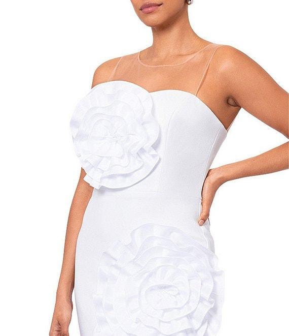 Xscape Scuba Crepe Off-the-Shoulder Sleeveless Rosette Mini Dress Product Image