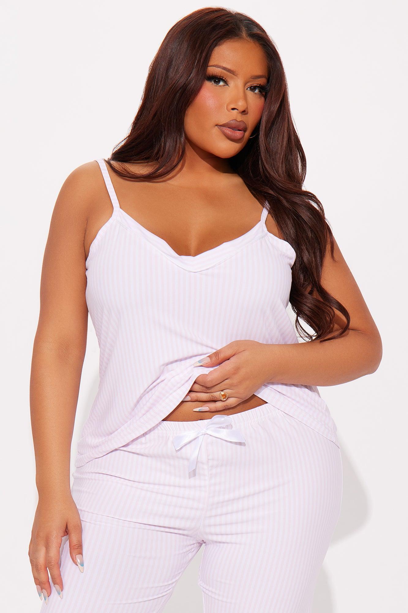 Just A Nap PJ Pant Set - White/Pink Product Image