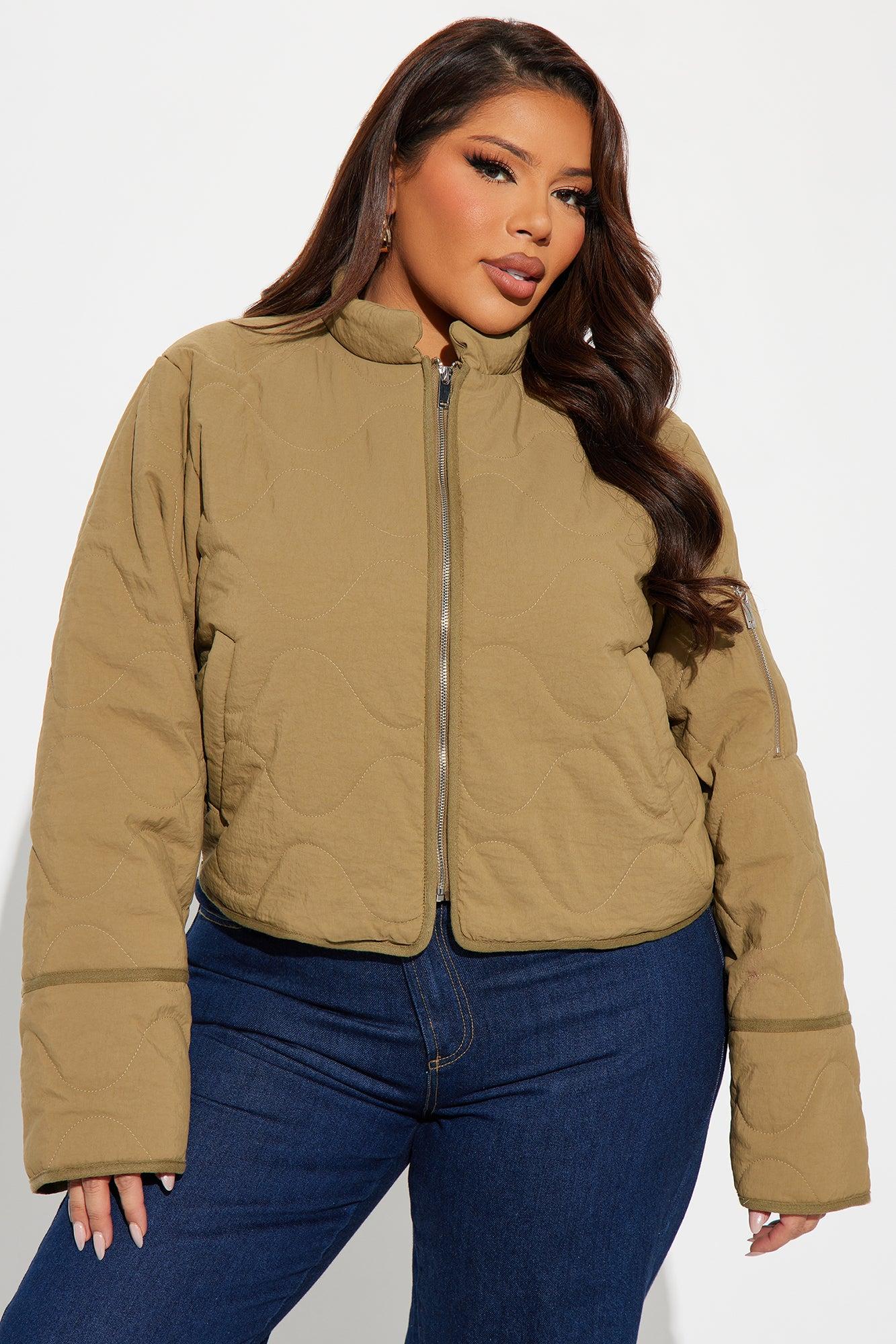 Chloe Quilted Lightweight Puffer Jacket - Khaki Female Product Image