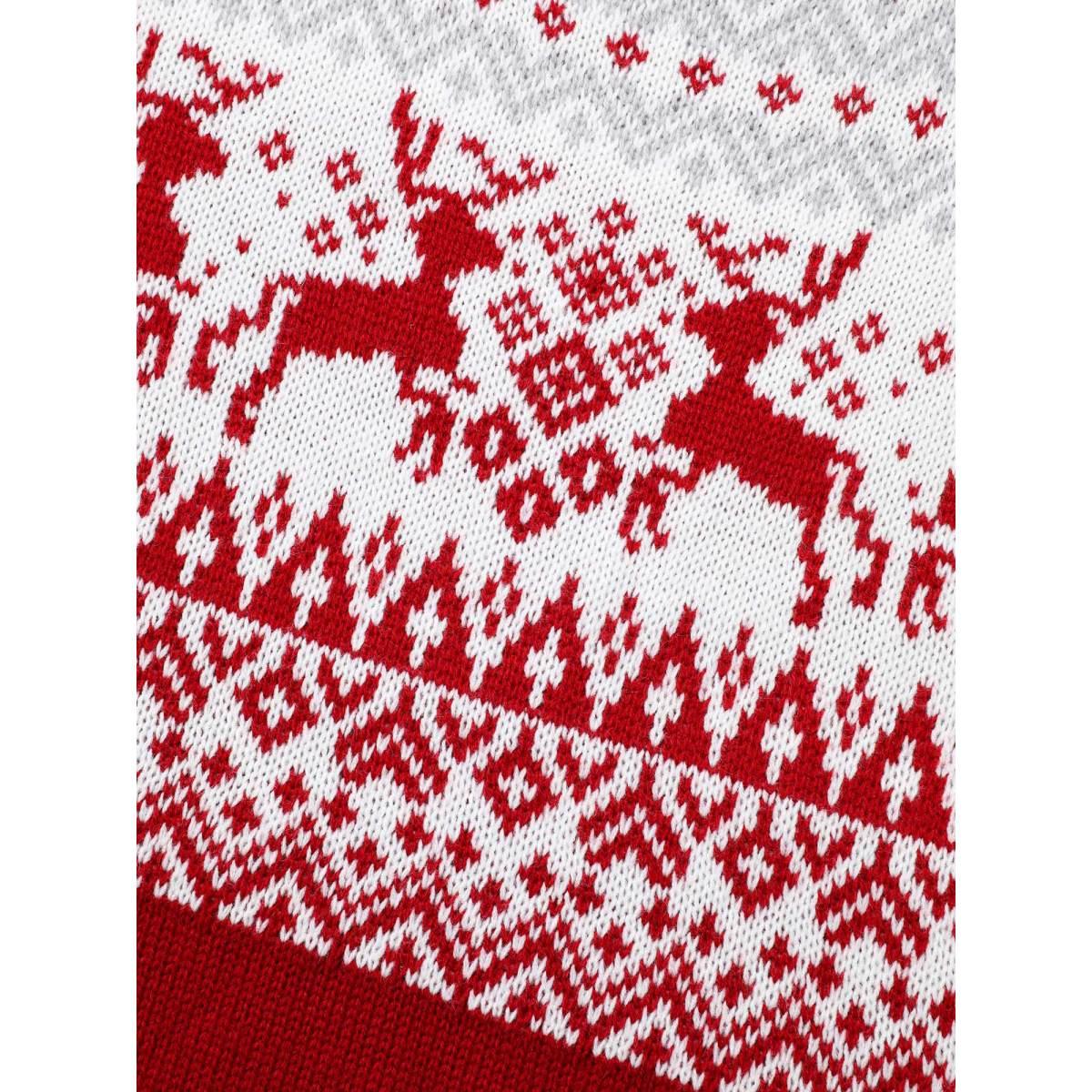 Plus Size Supersoft Essentials Reindeer Print Round Neck Pullover Scarlet Women Elegant Loose Long Sleeve Round Neck Everyday Pullovers BloomChic 30/6X Product Image