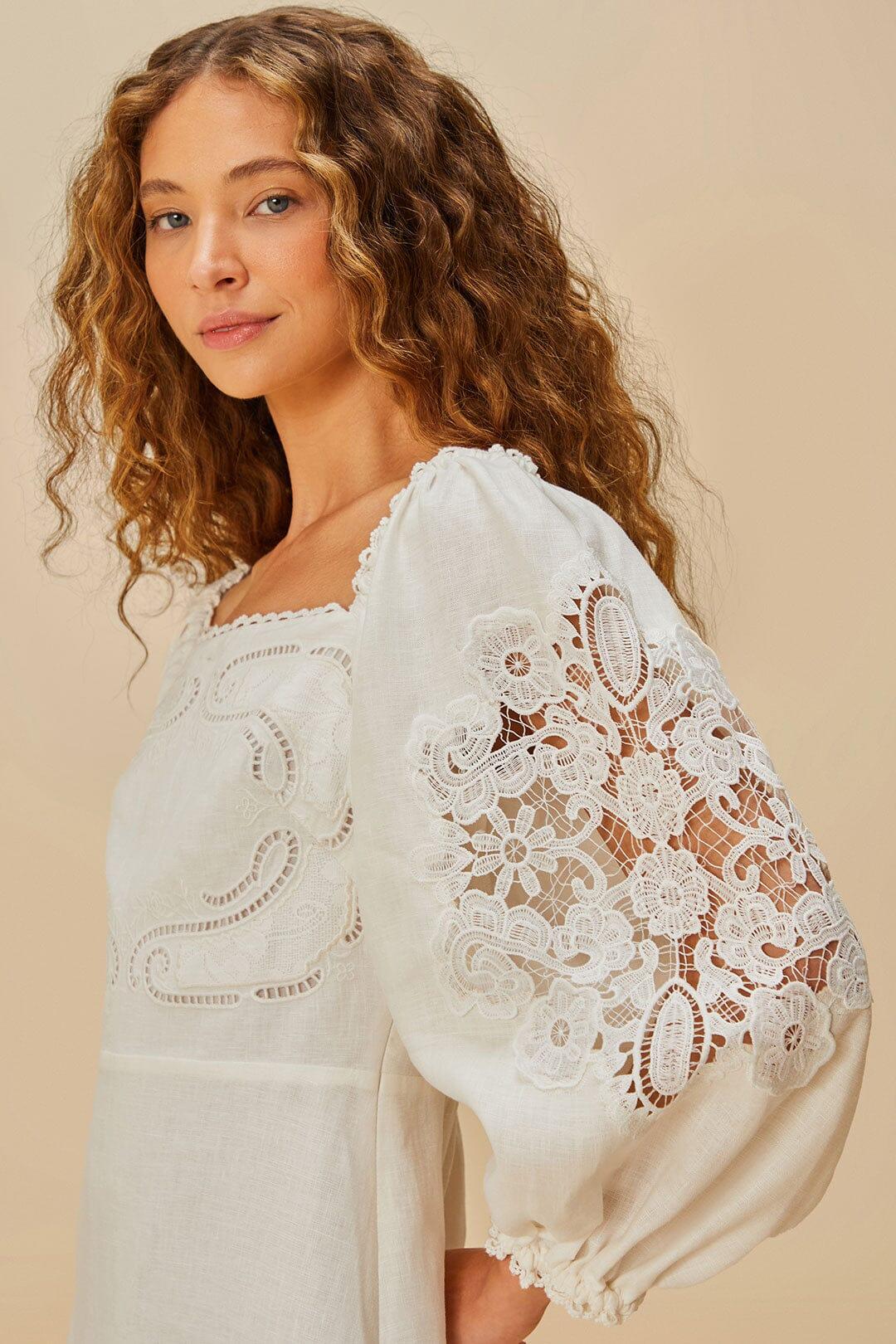 Off-White Embroidered Euroflax™ Premium Linen Mini Dress Product Image