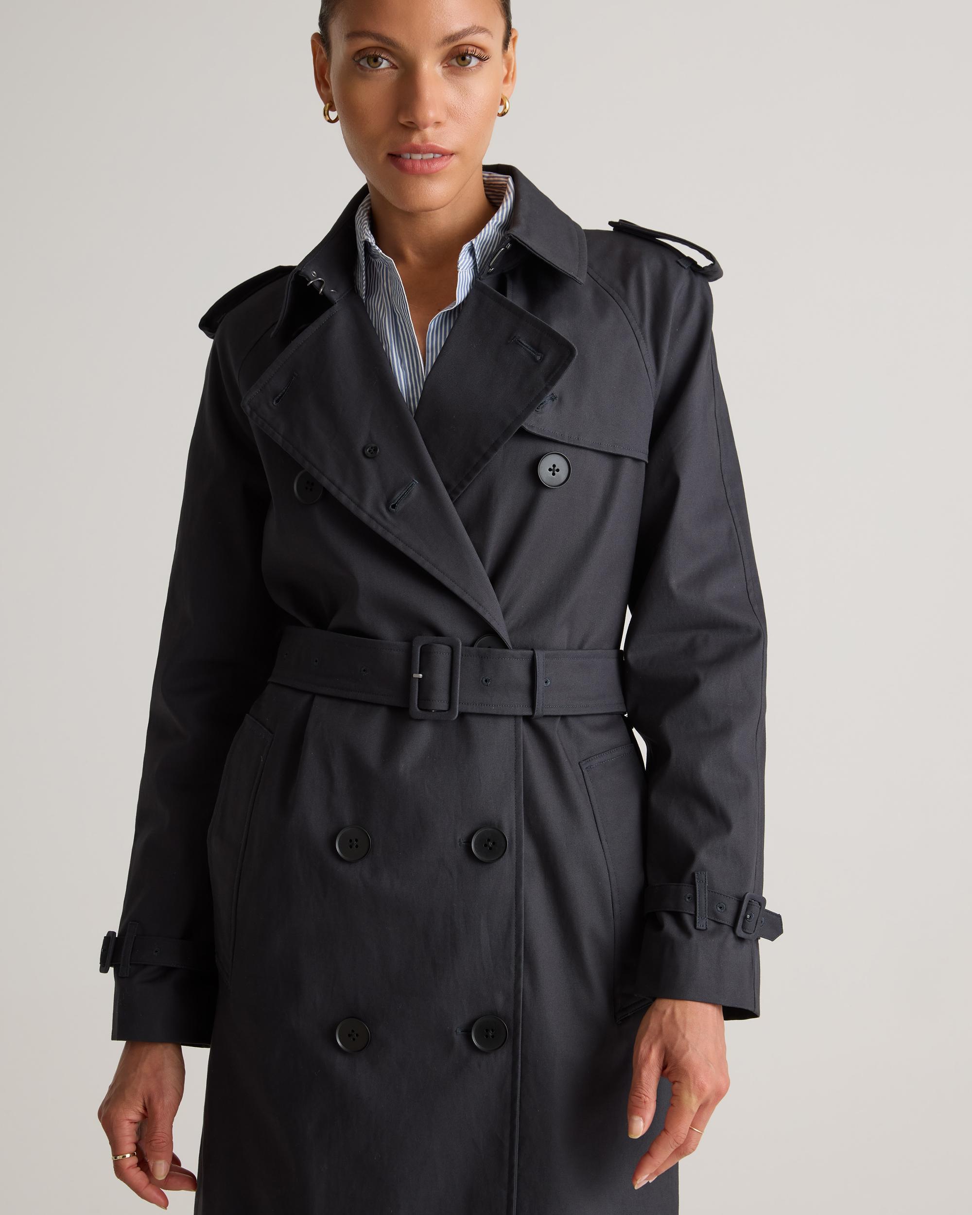 Quince | Women's Comfort Stretch Long Trench Coat Organic Cotton Product Image