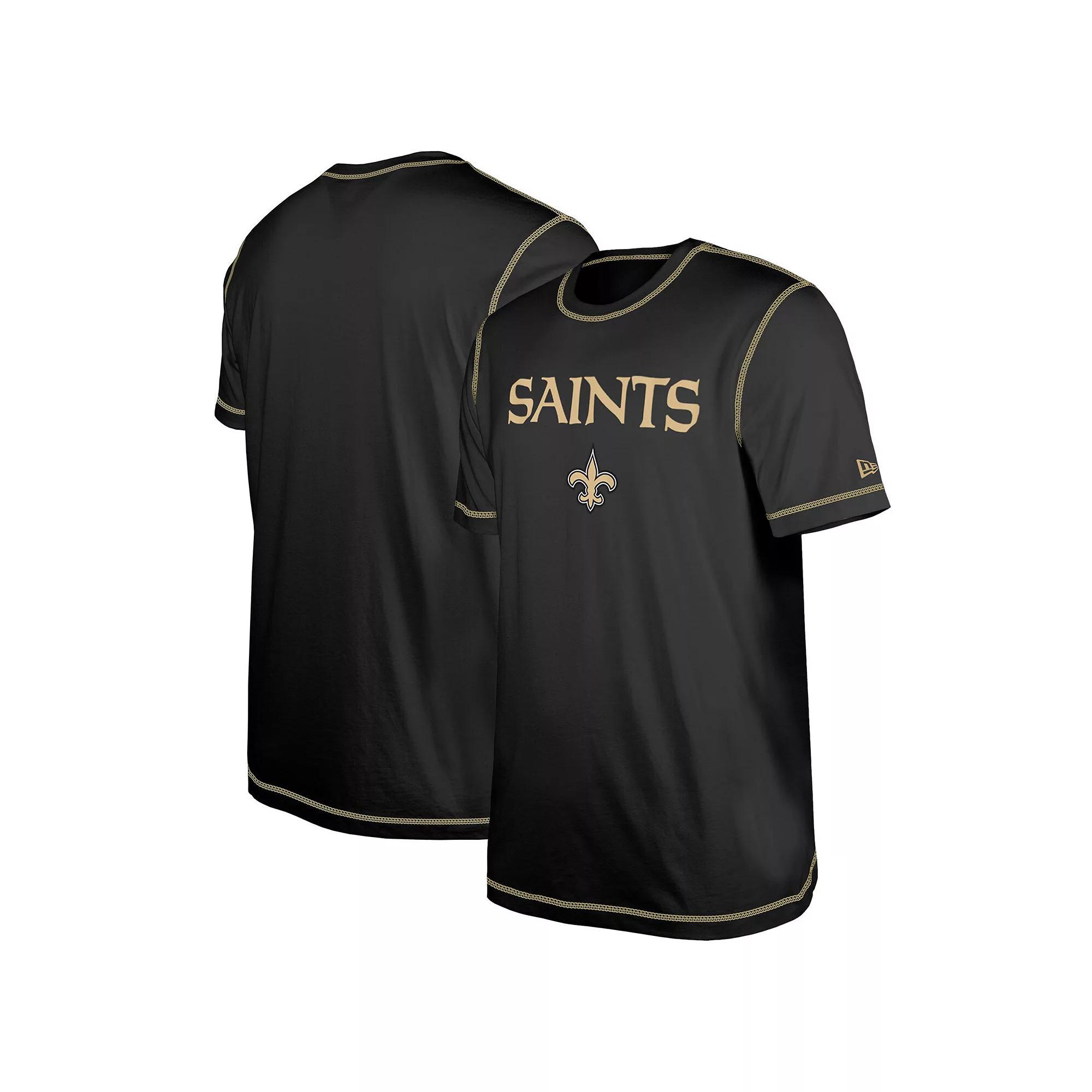 Men's New Era  Black New Orleans Saints Third Down Puff Print T-Shirt, Size: Large Product Image