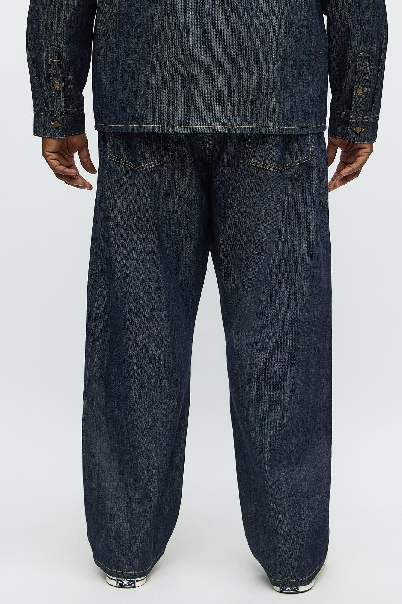 Baggy Raw Selvedge Jeans - Dark Wash Male Product Image