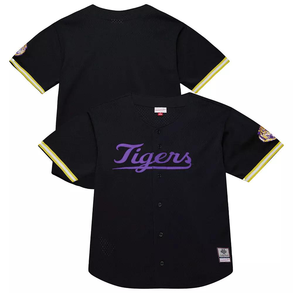 Men's Mitchell & Ness Black LSU Tigers On The Clock Full-Button Fashion Jersey,  Product Image