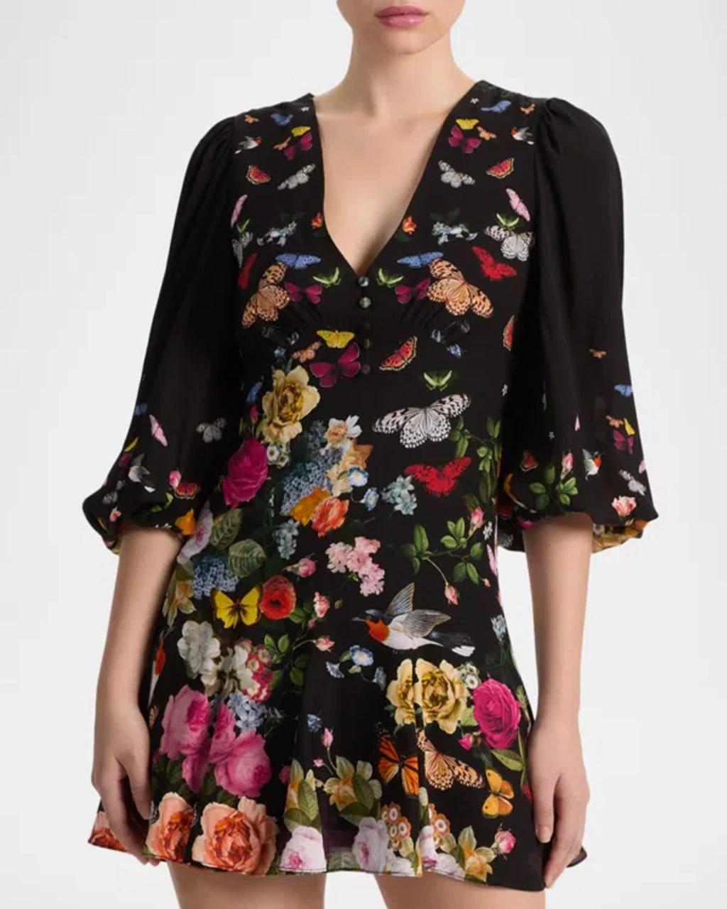 ALICE AND OLIVIA Irene Mini Dress Solar Strength Black In Multi Product Image