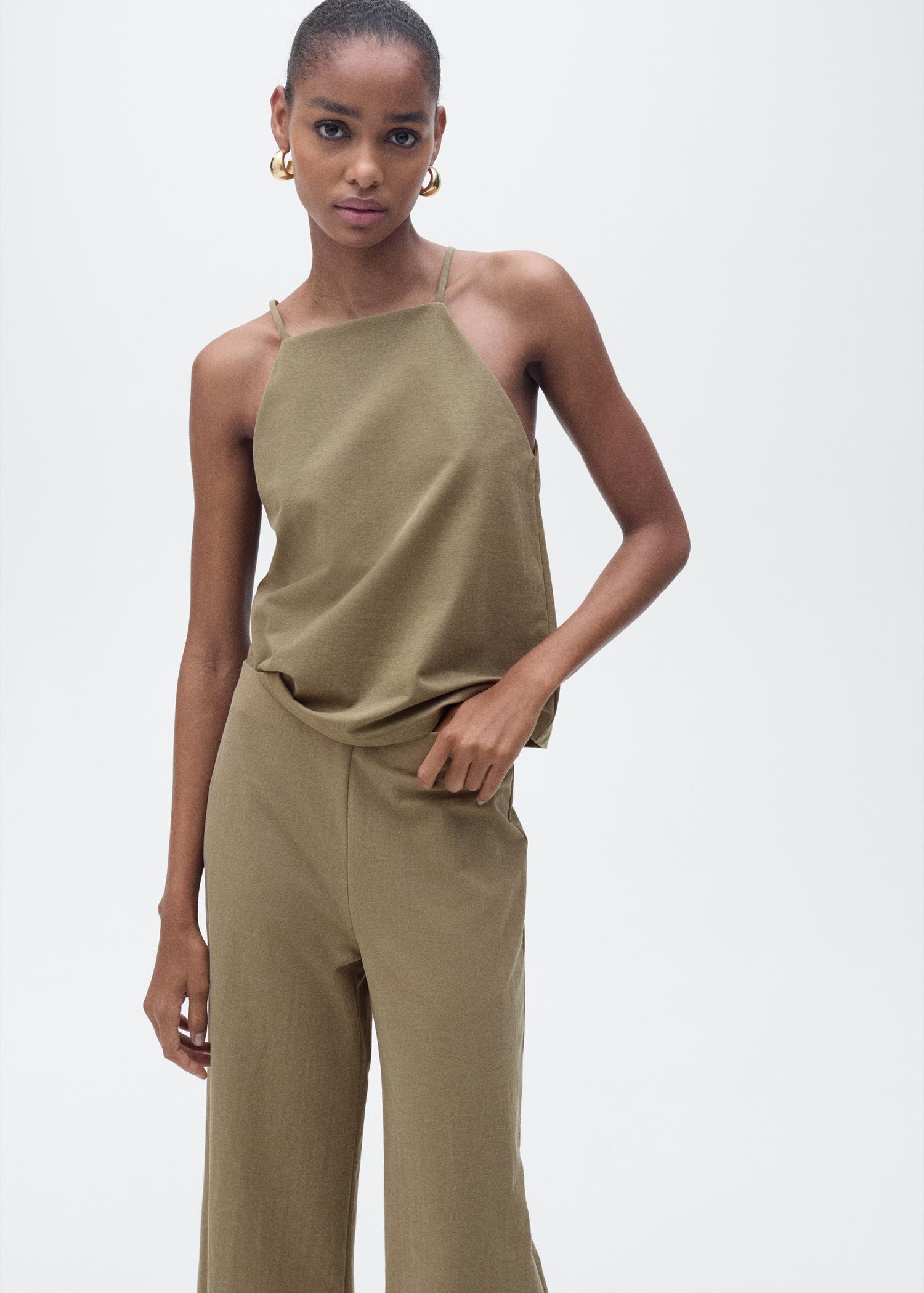 Cotton halter-neck top - Women | MANGO USA Product Image