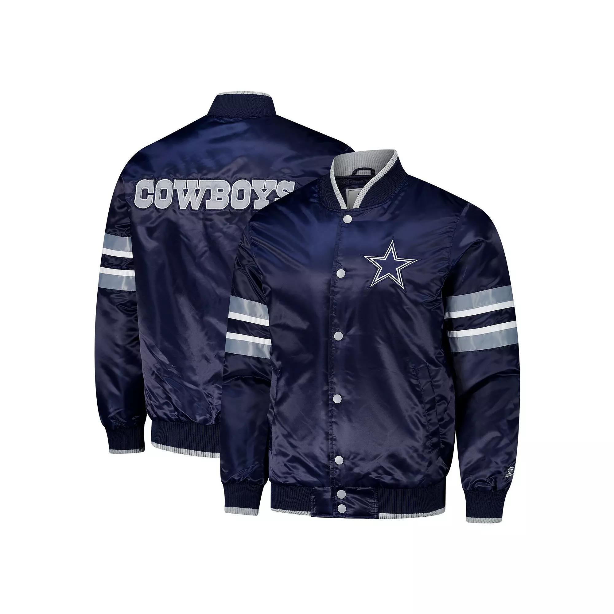 Men's Starter Navy Dallas Cowboys Scout I Full-Snap Varsity Jacket,  Product Image