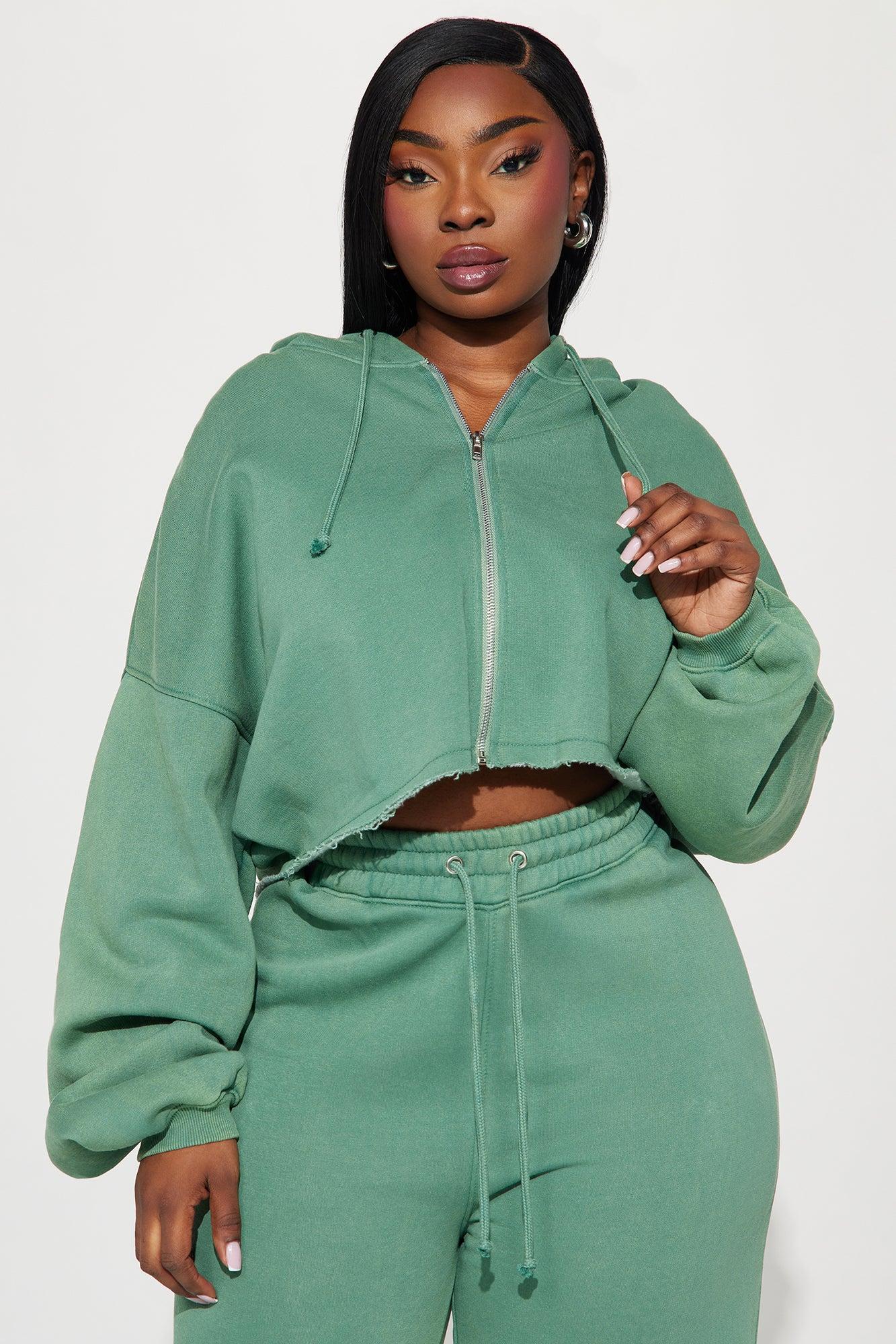 On The Go Fleece Pant Set - Green Product Image