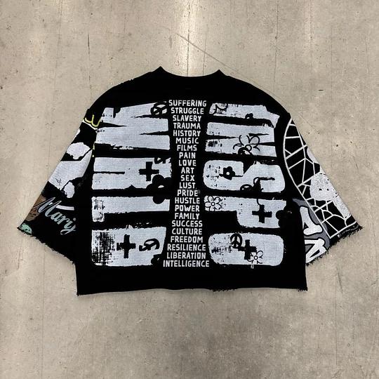 Vintage Jesus Graphic White Cropped T-Shirt Product Image