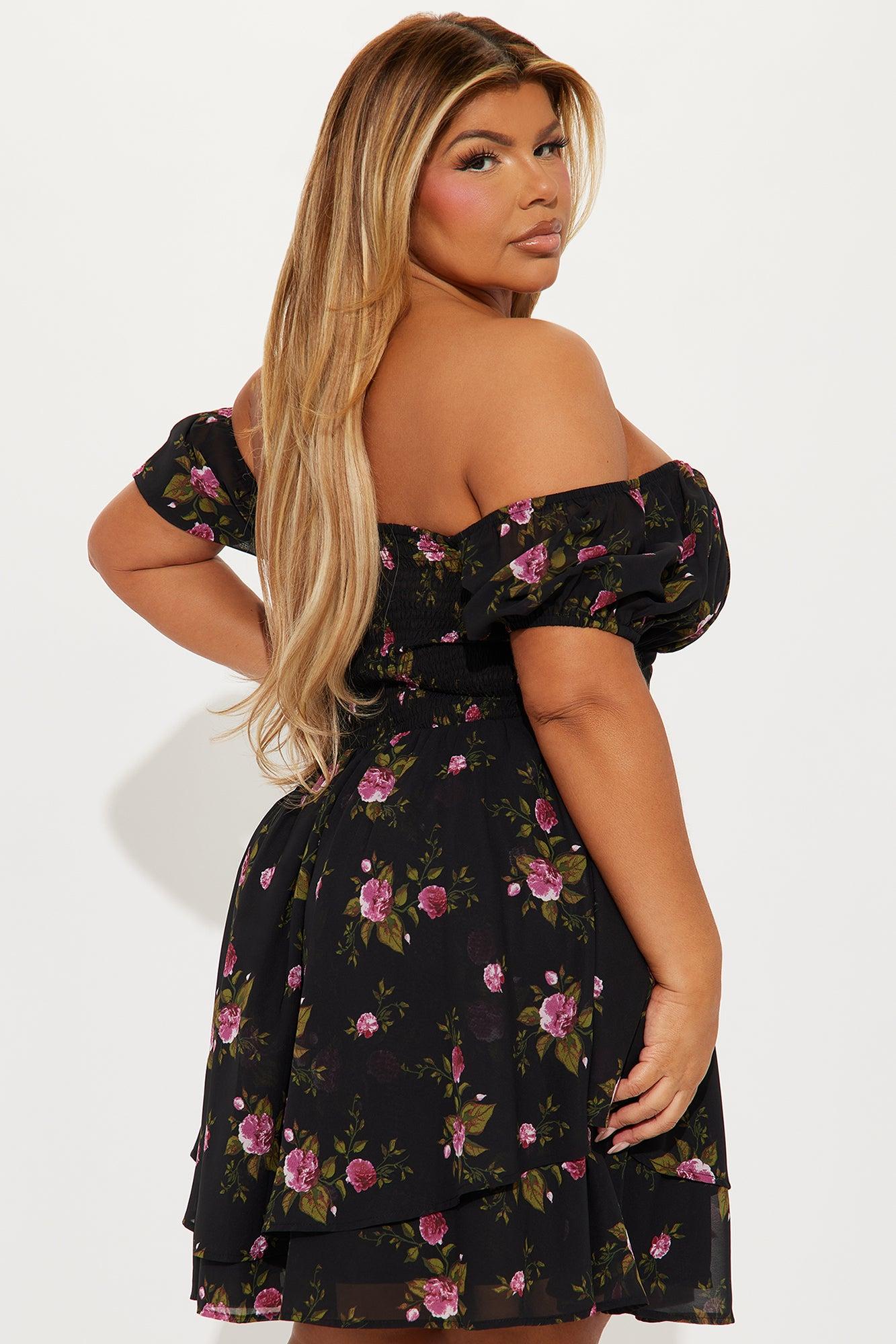 Lenora Floral Mini Dress - Black/combo Product Image