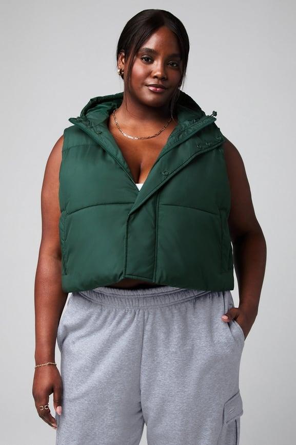 Essential Cropped Hooded Puffer Vest Product Image