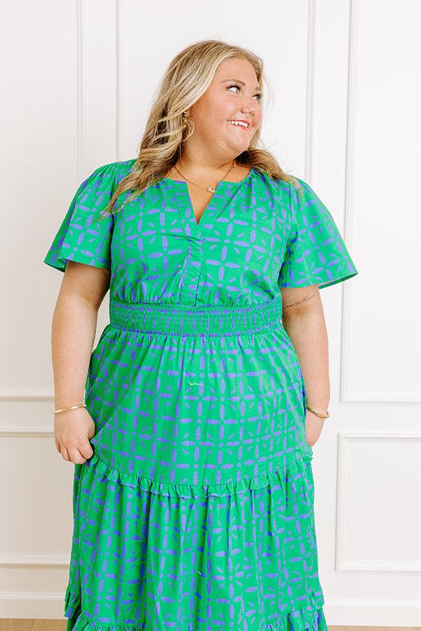 Polished Perfection Floral Maxi Dress in Green Curves Product Image