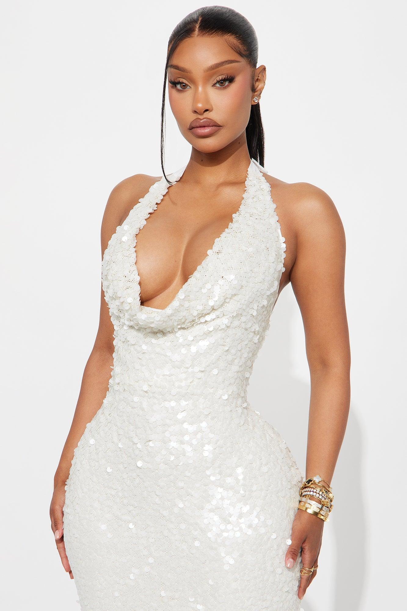Serena Matte Sequin Maxi Dress - White Female Product Image
