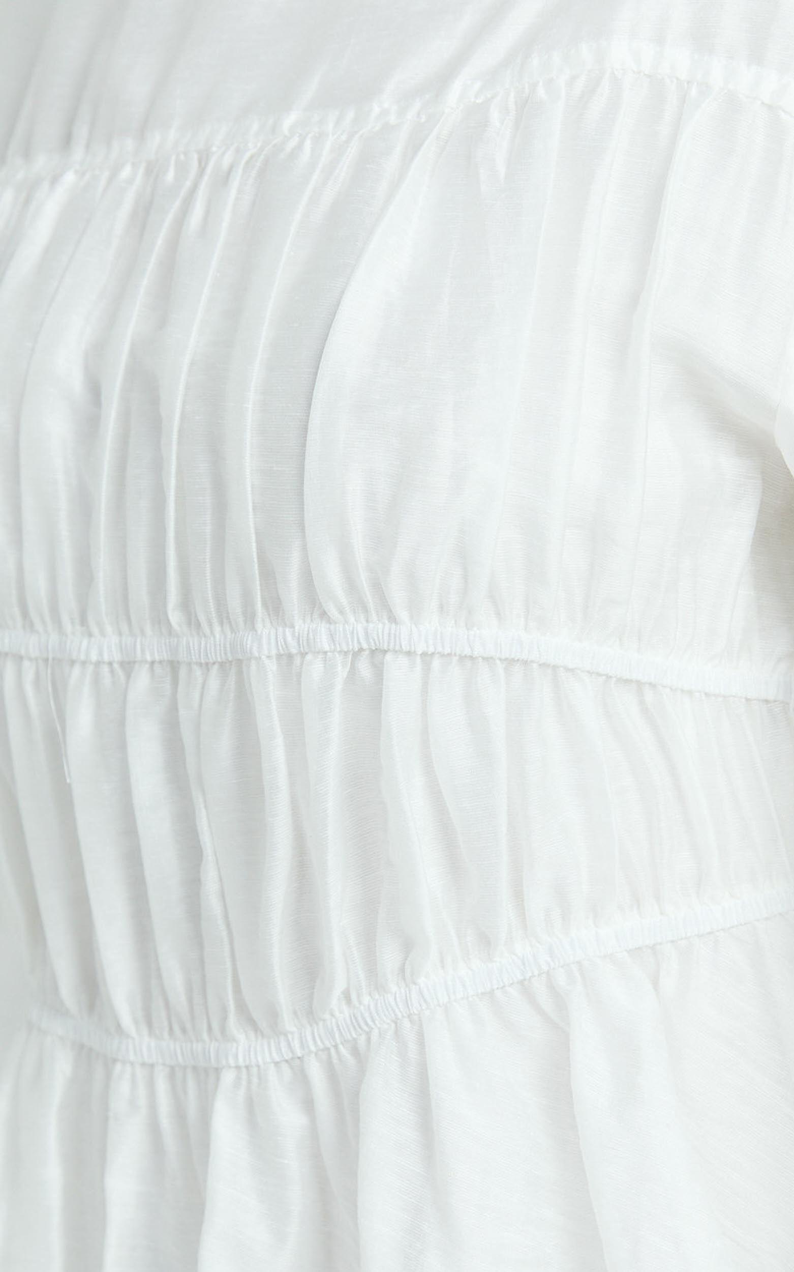 Malou Top - Shirred Long Sleeve Top in White Product Image