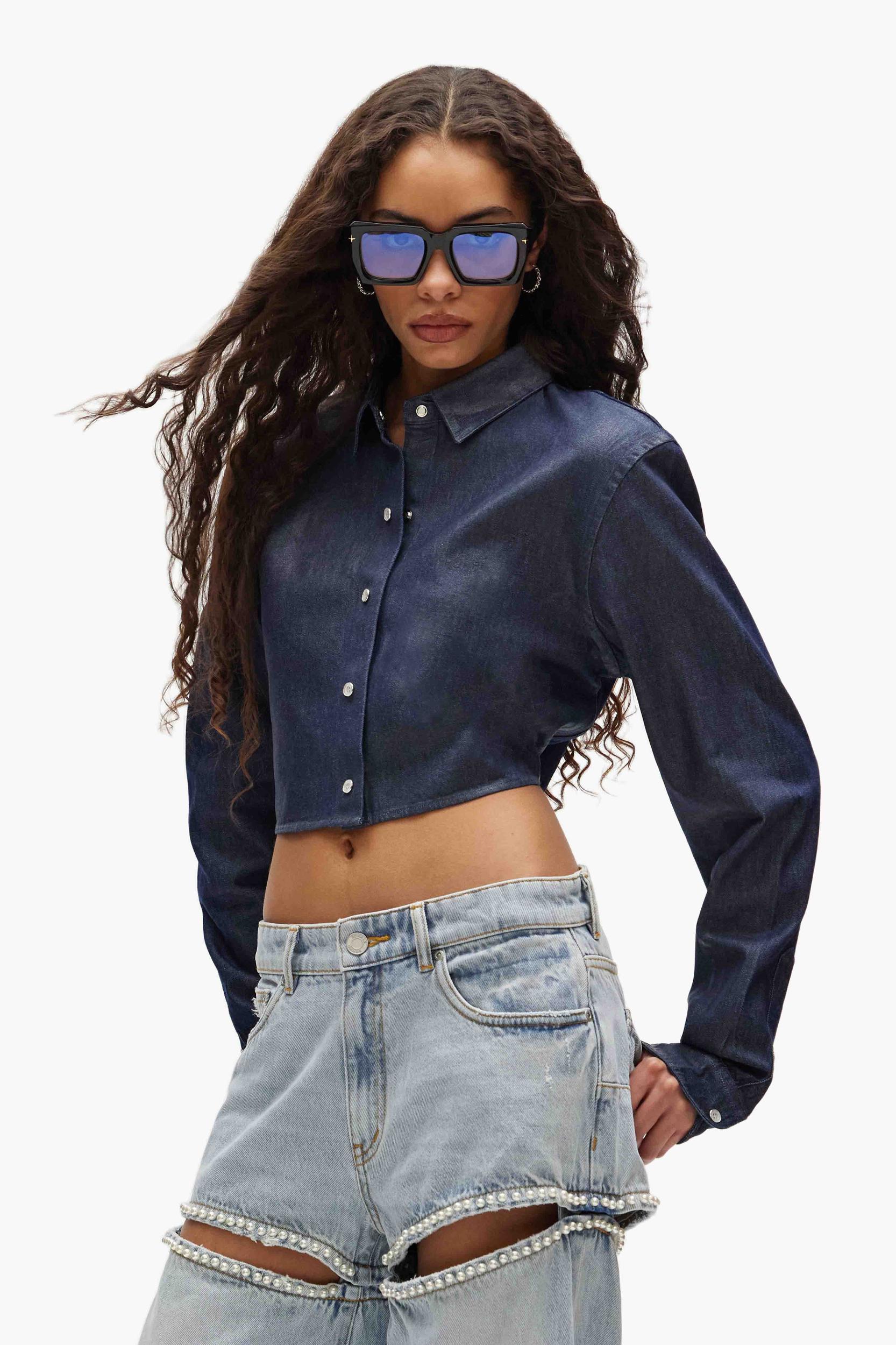 Pearl Button Up Shirt Female Product Image