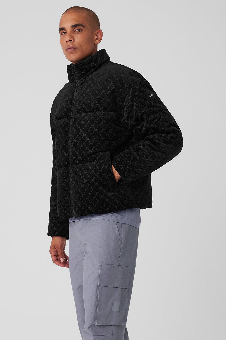 Debossed Corduroy Stage Puffer - Black Male Product Image