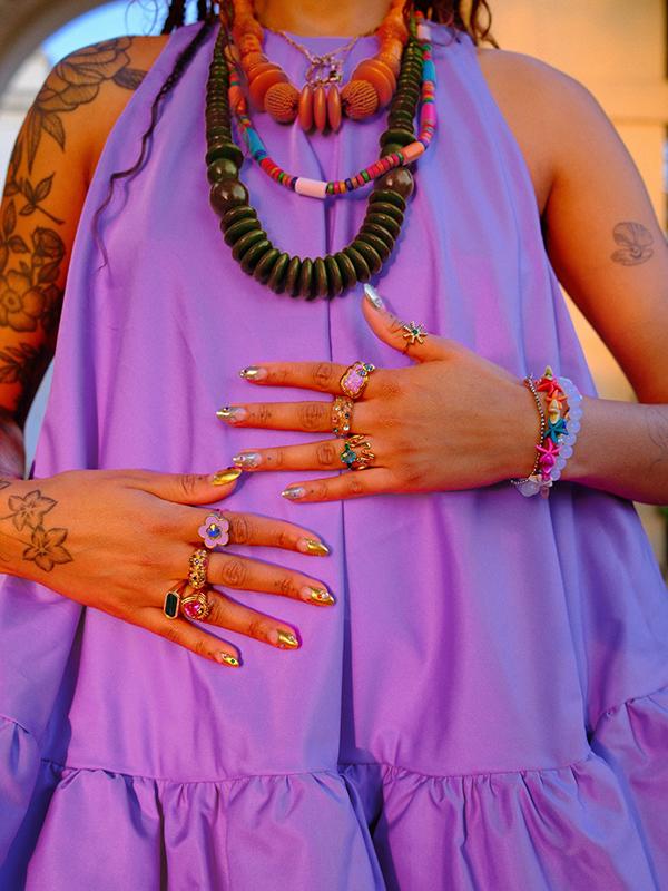 High Waisted Loose Pleated Solid Color Round-Neck Mini Dresses Product Image