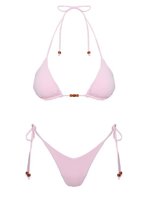 Glora Tie Side Beaded Bikini Bottom Pink Product Image