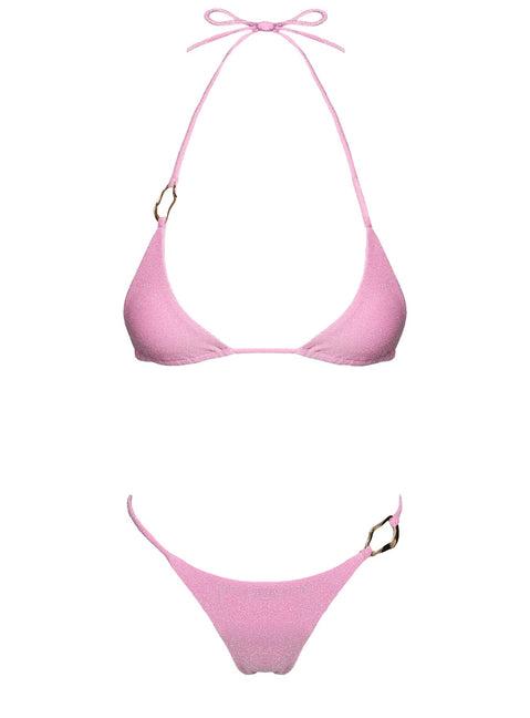 Aimi Glitter Tie Side Bikini Bottoms Pink Product Image