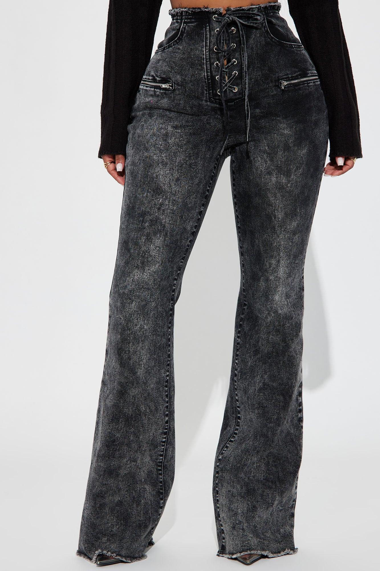 Know You Well Acid Wash Flare Jean - Black Wash Product Image