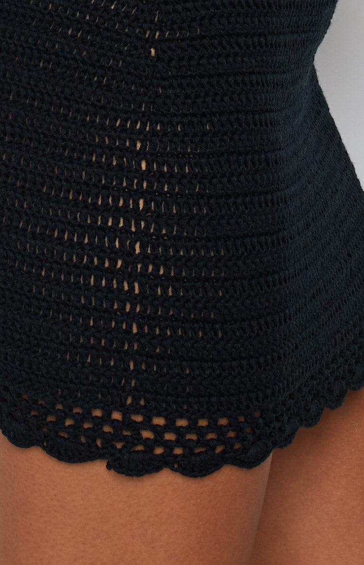Olympia Black Crochet Mini Skirt Product Image