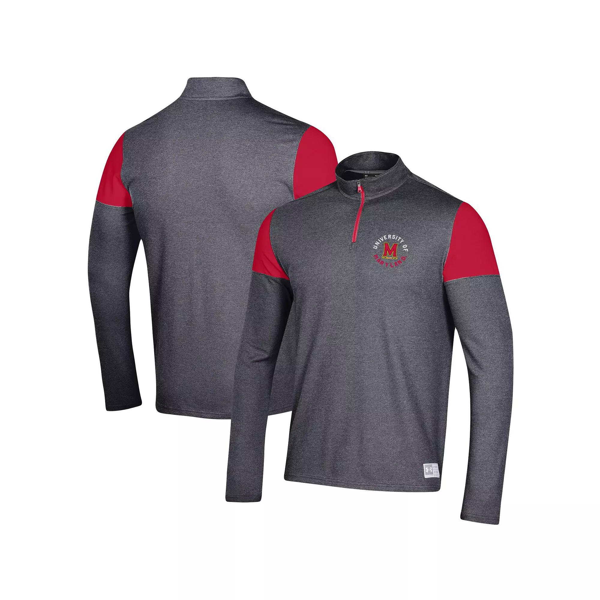 Men's Under Armour Black Maryland Terrapins Gameday Tri-Blend Quarter-Zip Jacket, Size: 2XL Product Image