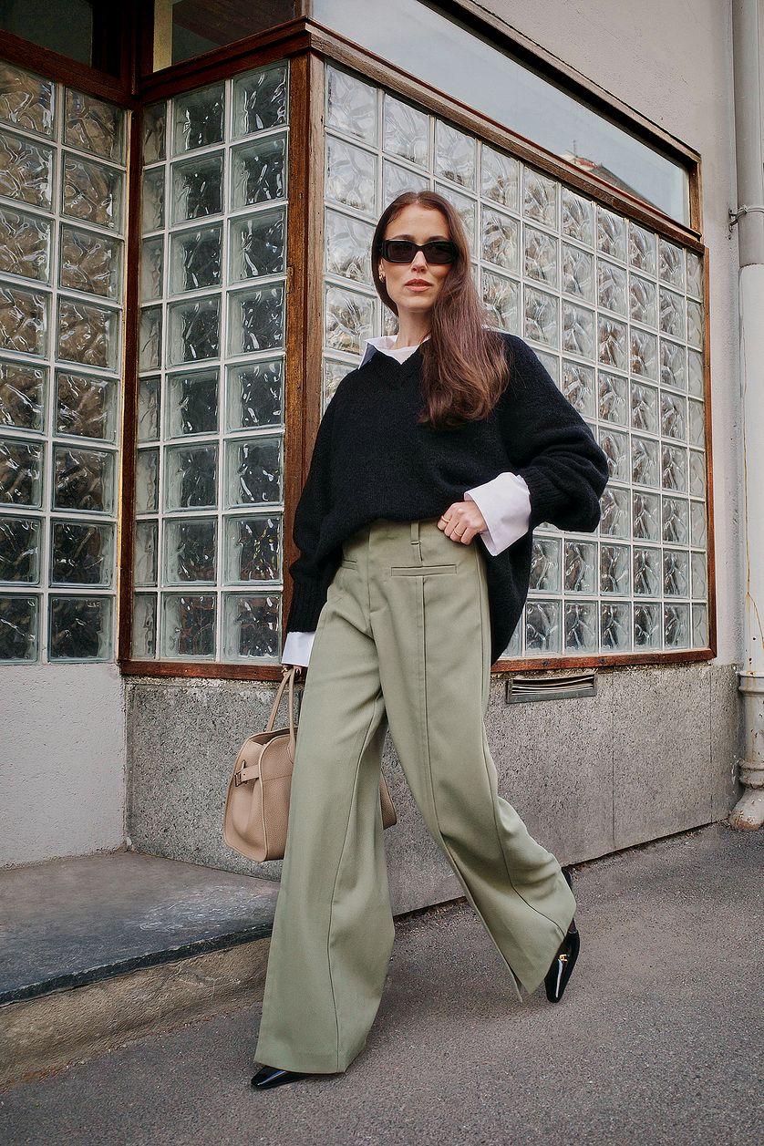 High Waist Slit Suit Trousers Product Image