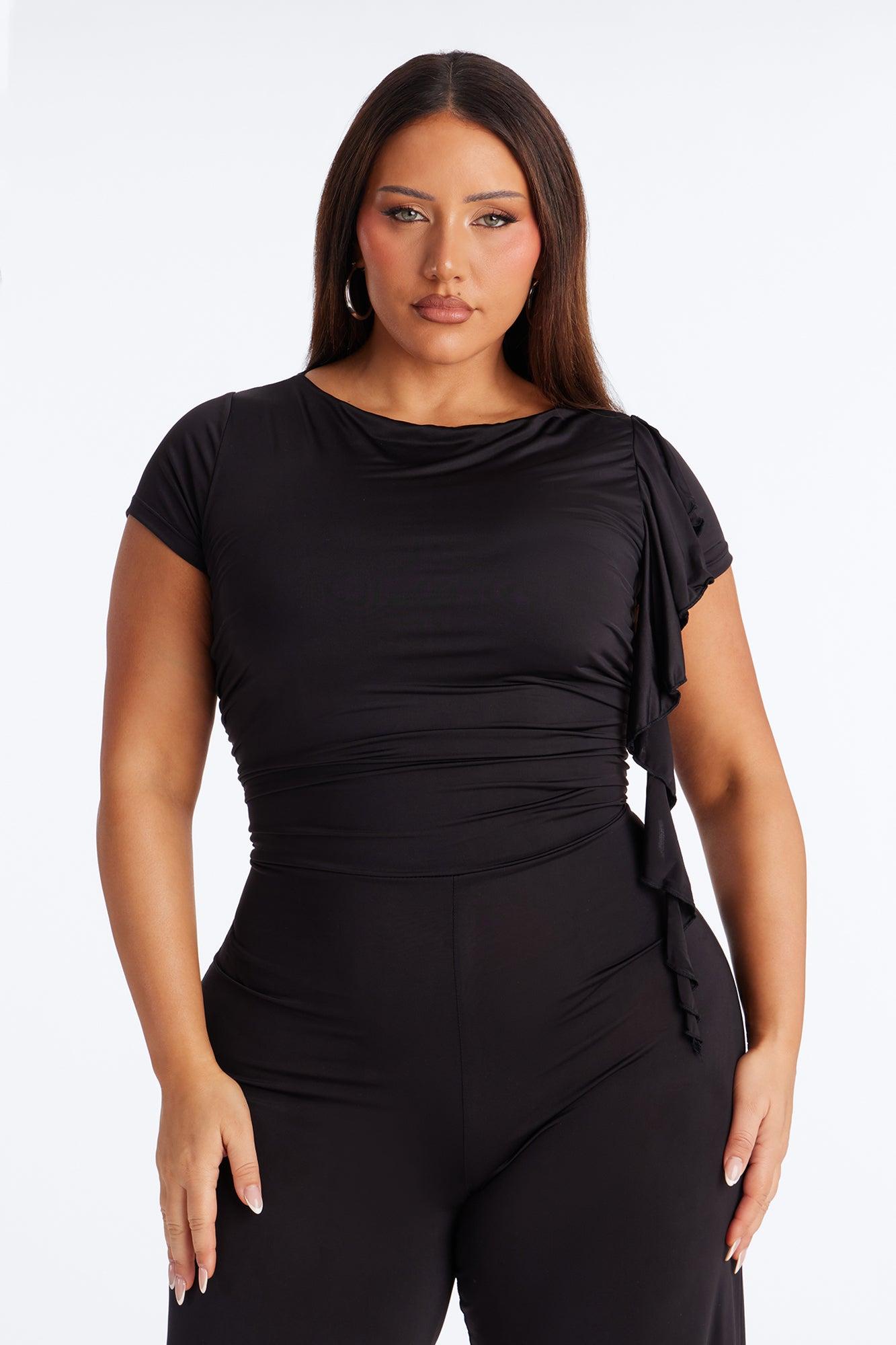 Close To Me Short Sleeve Jumpsuit - Black Female Product Image