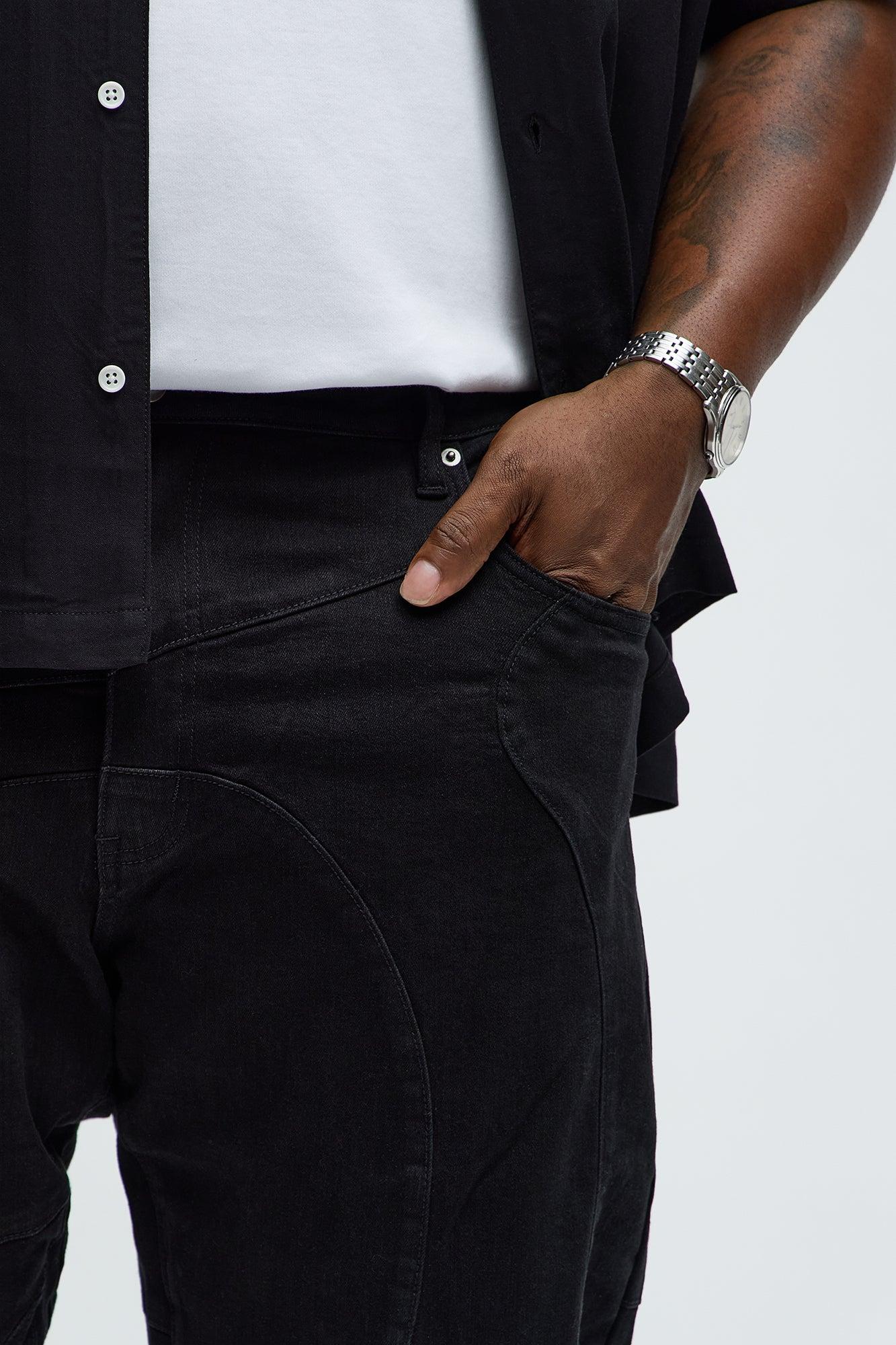 Have A Good One Paneled Stacked Slim Flare Jeans - Black Product Image