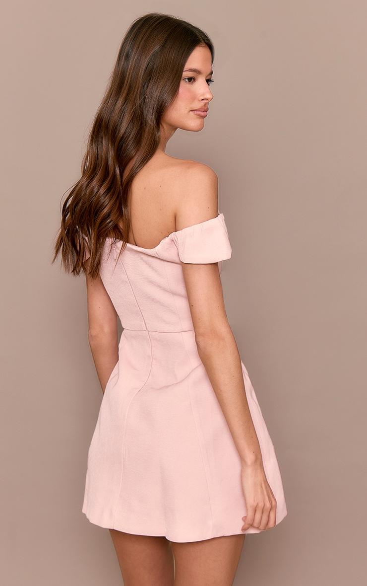 Premium Pale Rose Wired Bardot Shift Dress Product Image