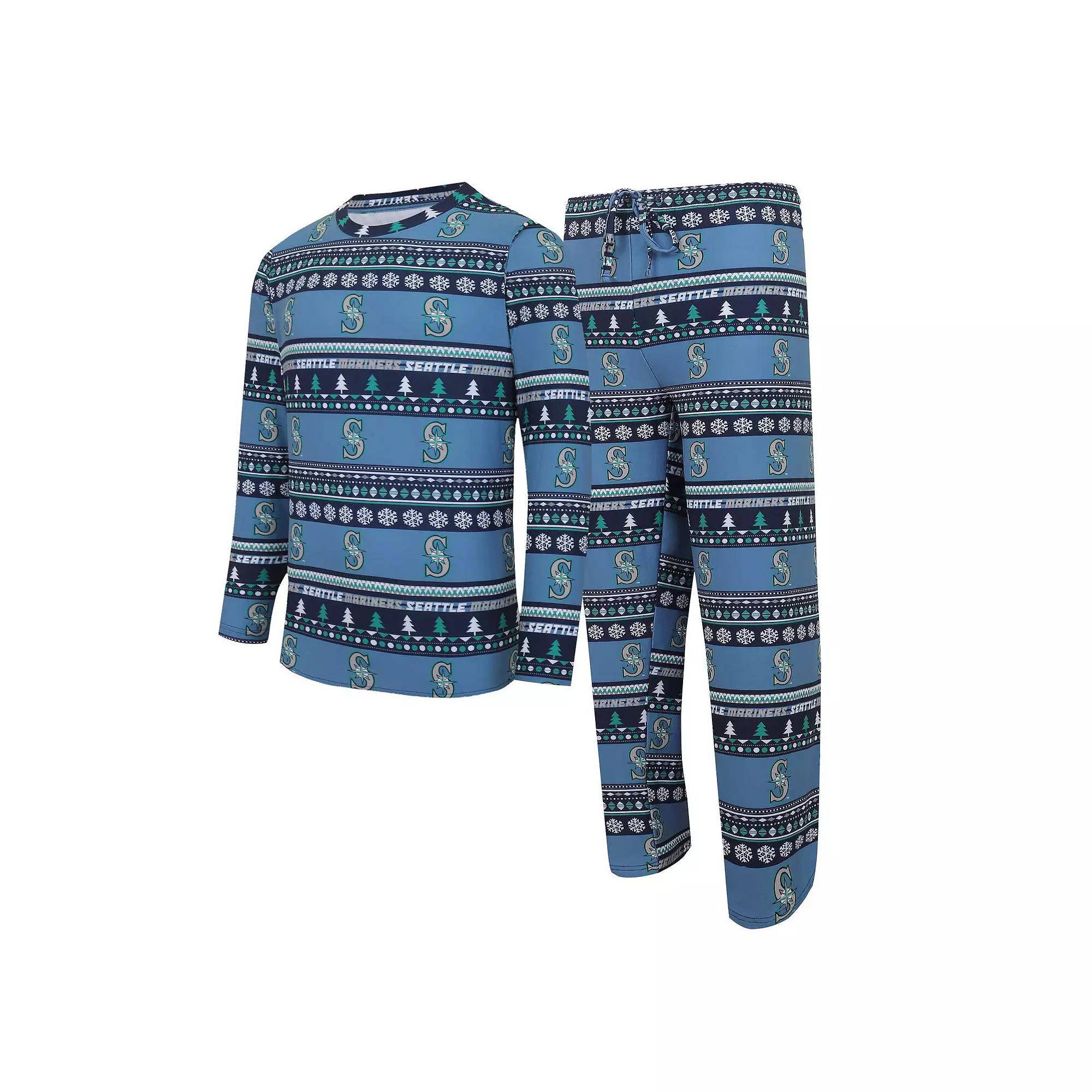 Men's Concepts Sport Navy Seattle Mariners Knit Ugly Sweater Long Sleeve Top & Pants Set, Size: Small, Blue Product Image