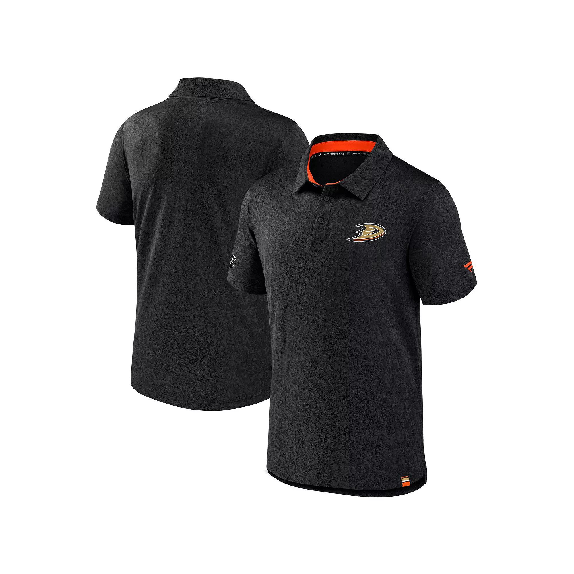 Men's Fanatics  Black Anaheim Ducks Authentic Pro Jacquard Polo, Size: Large, Dks Black Product Image