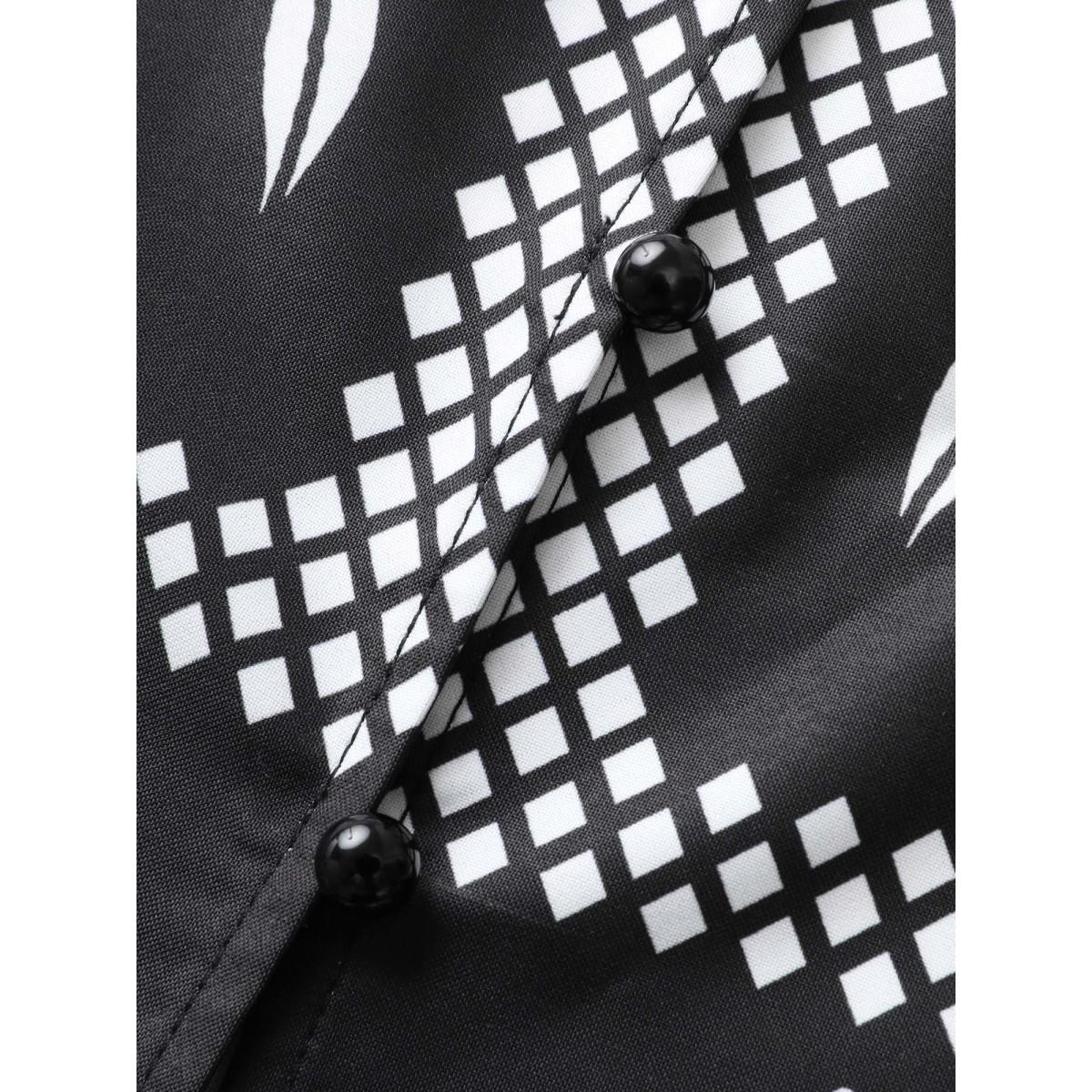 Plus Size Boho Print Button Up Split Hem Kimono Women BlackFlower Resort Button Vacation Kimonos BloomChic 30/6X Product Image