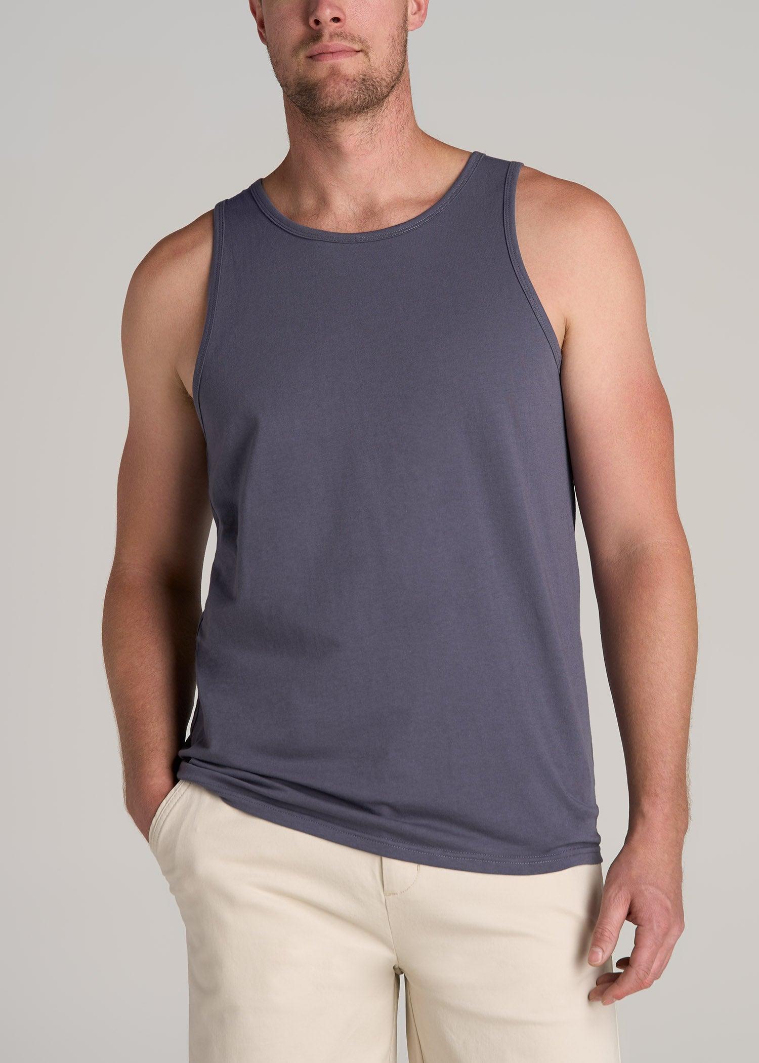 The Essentials: Men's Tall SLIM-FIT Beach Tank Top in Black Male Product Image