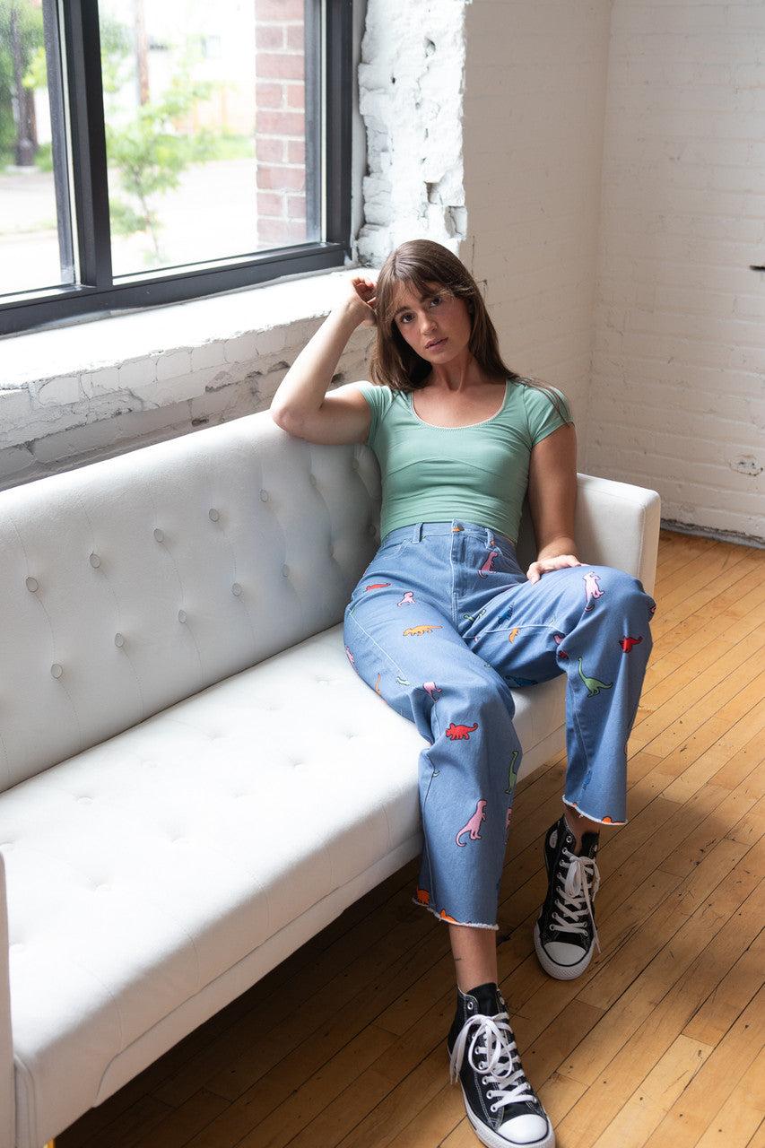 Underbust Seam Lace Trim Tee Product Image