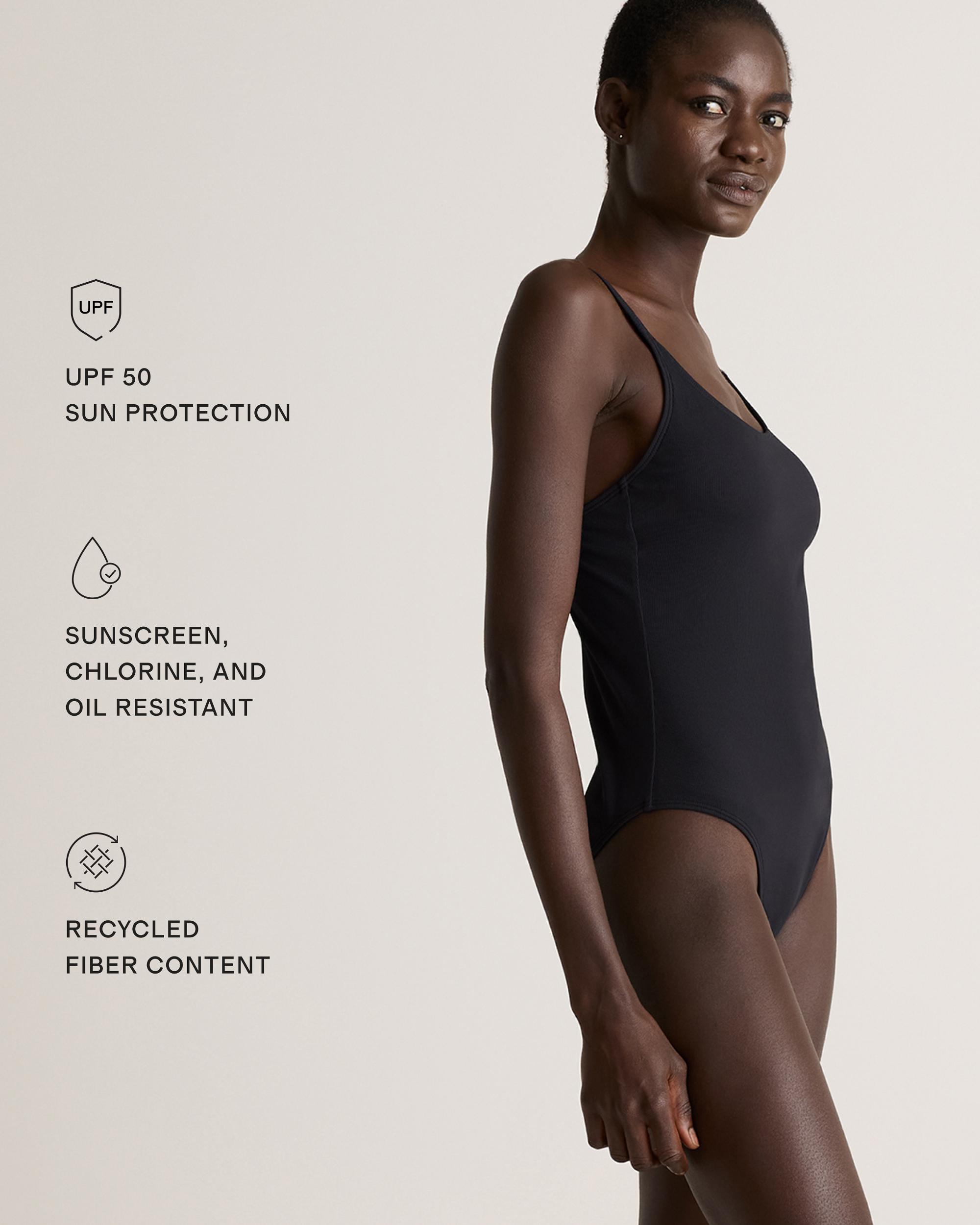 Quince | Women's Italian Cami Ribbed One-Piece Swimsuit 78% Recycled Polyamide, 22% Spandex Product Image