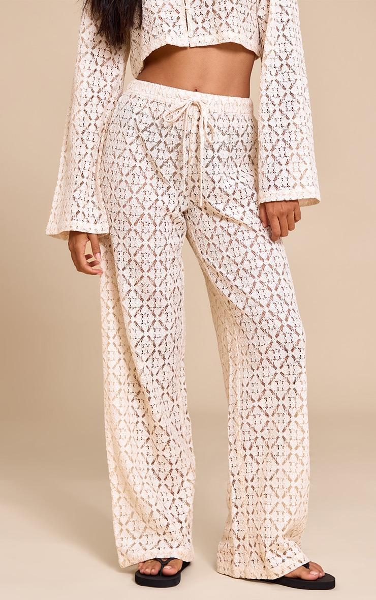  Cream Lace Straight Leg Pants Product Image