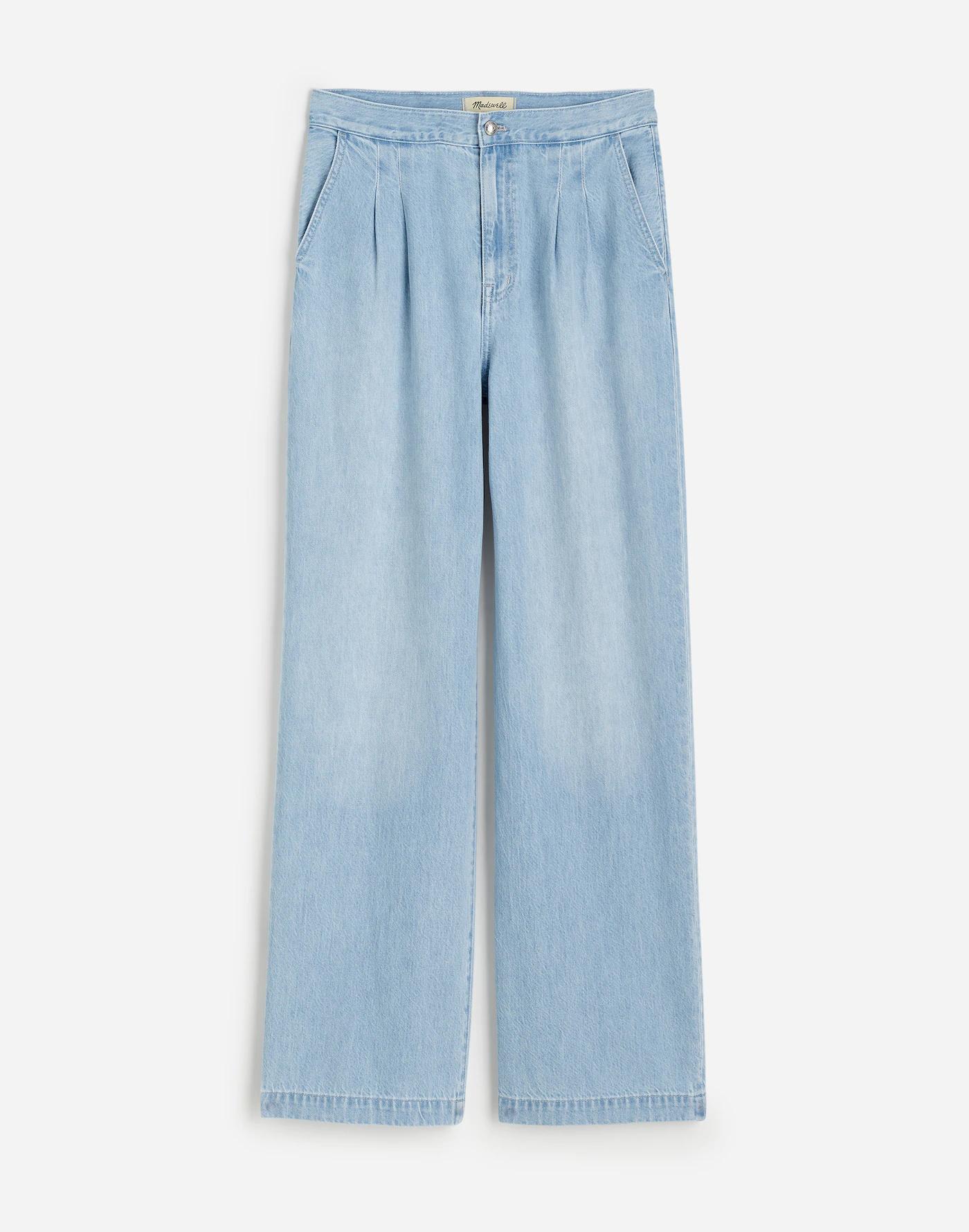 The Petite Harlow Wide-Leg Denim Trouser in Noll Wash: Airy Denim Edition Product Image