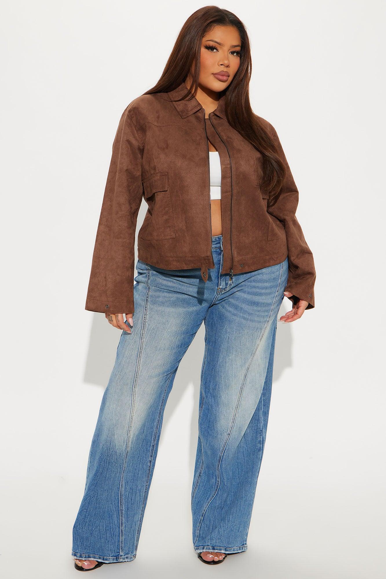 How It IS Faux Suede Jacket - Brown Female Product Image