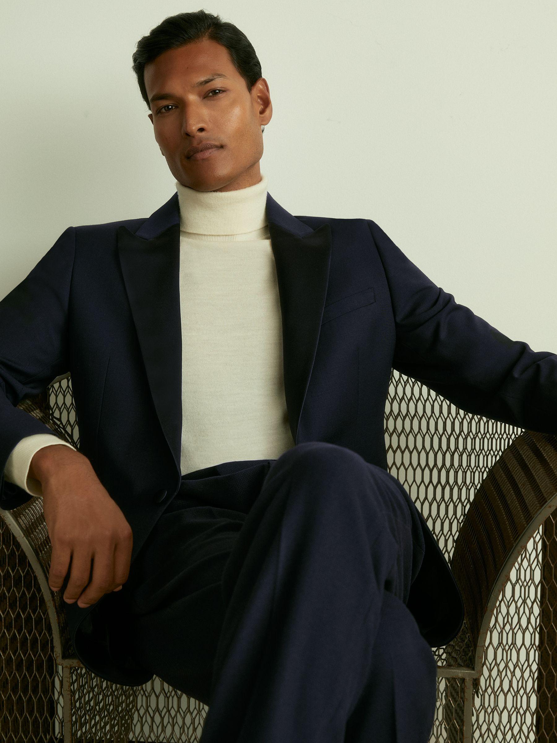 Linen Slim-Fit Suit Trousers in Airforce Blue Product Image