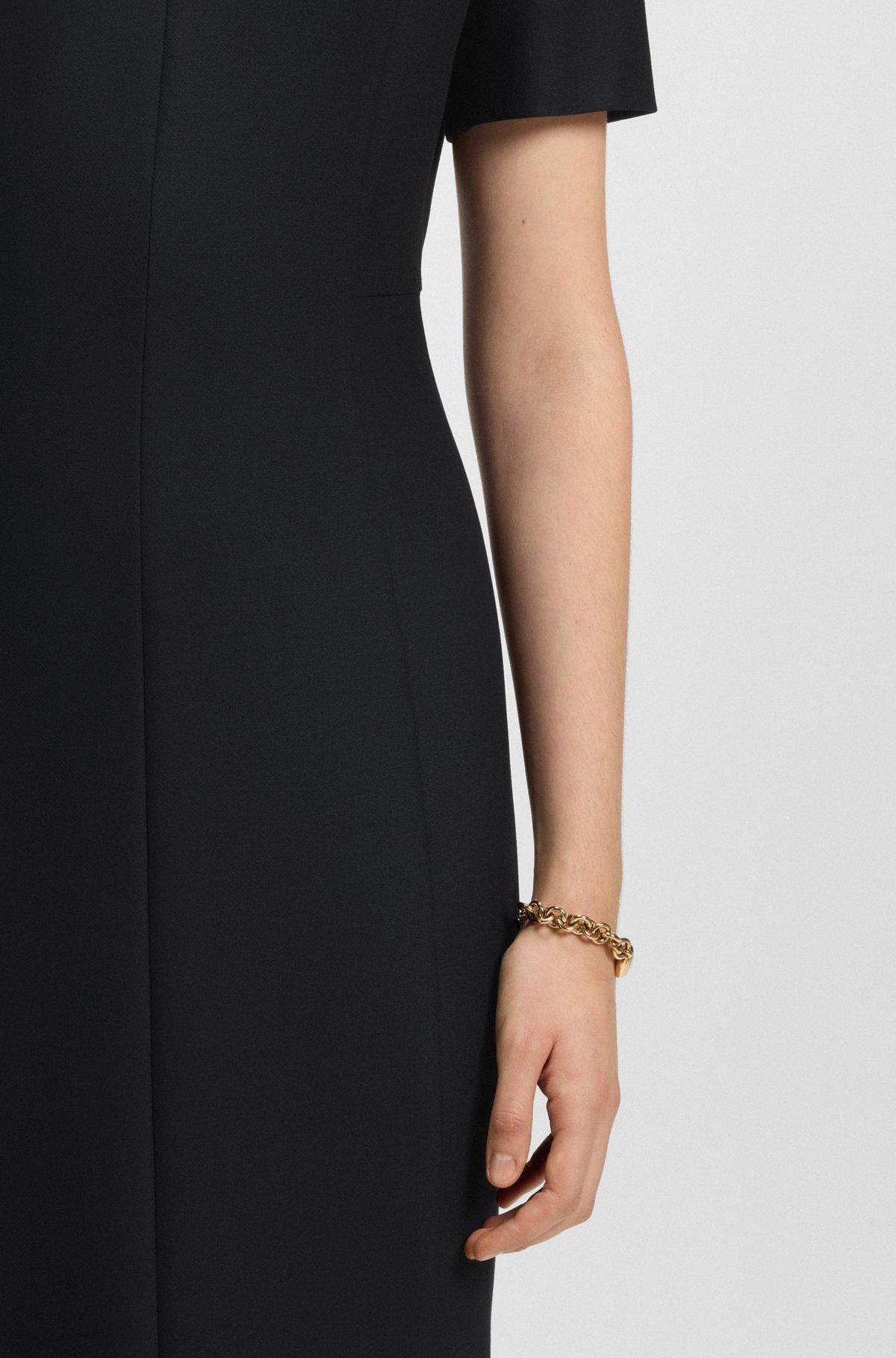 BOSS - V-neck dress in stretch fabric - Black Product Image