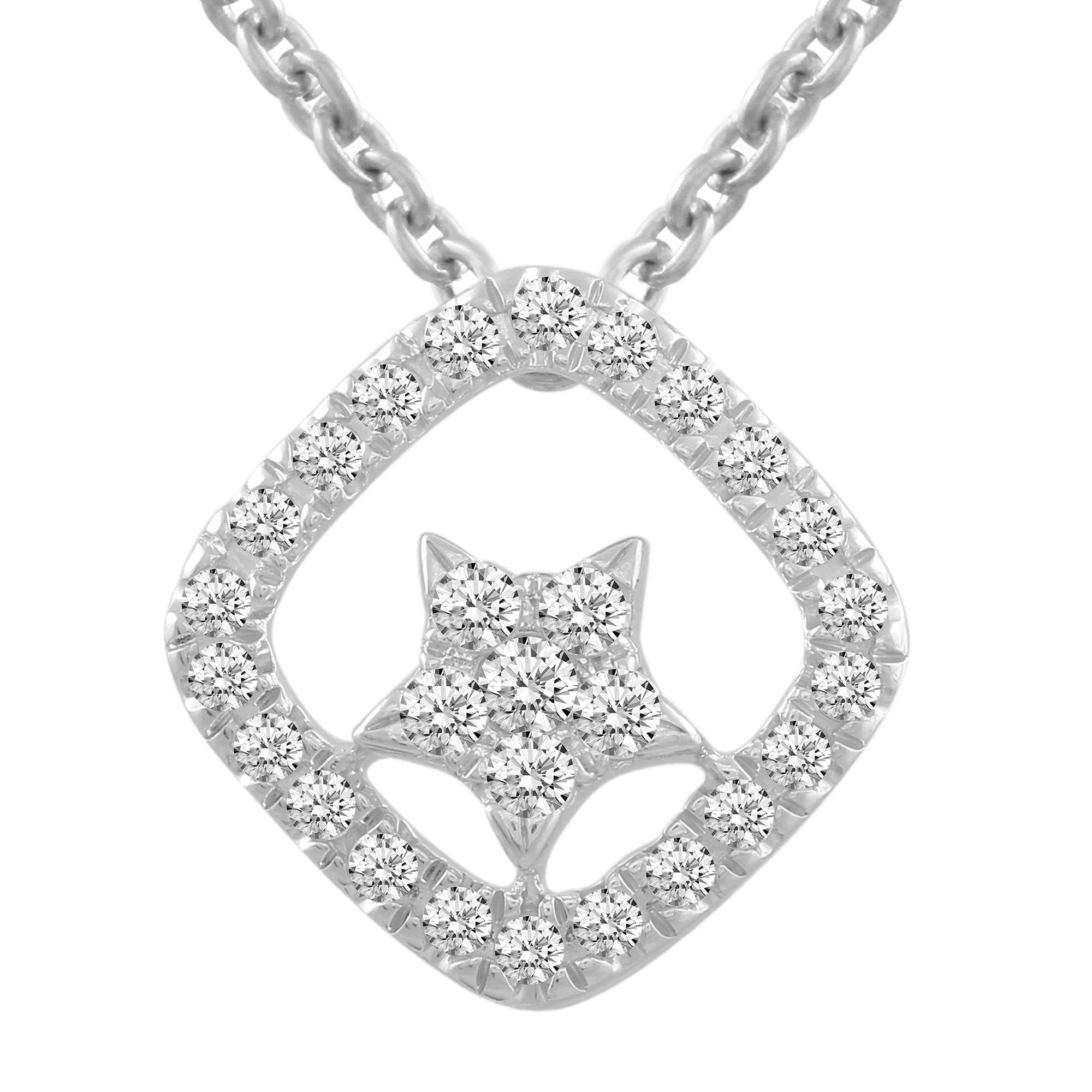 Royal Aura Sterling Silver 1/4 Carat T.W. Diamond Halo Star Pendant Necklace, Women's, Size: 18" Product Image