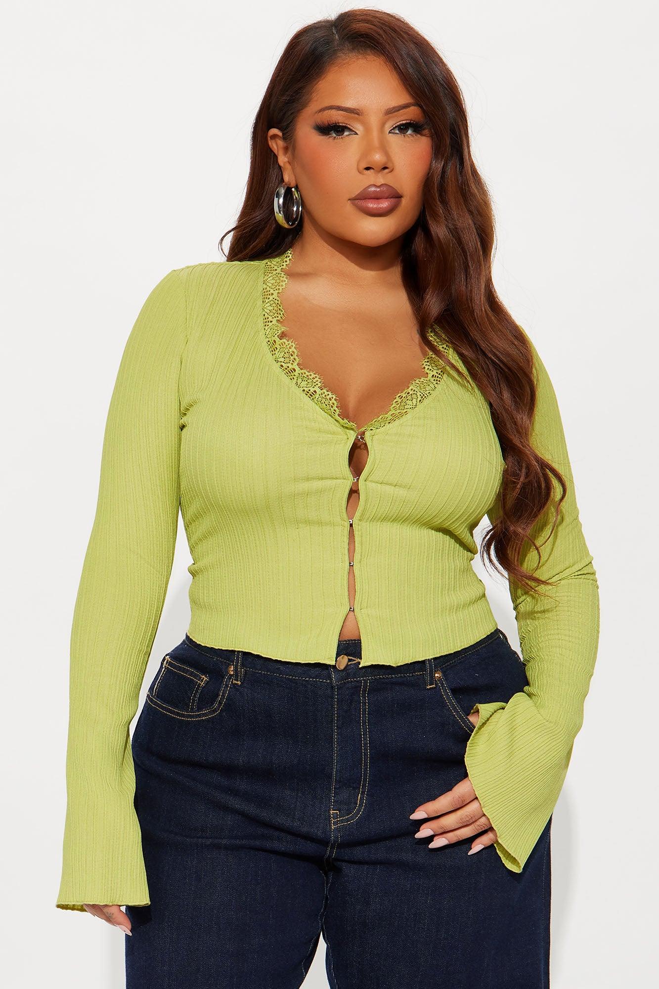 Raven Long Sleeve Ribbed Top - Sage Female Product Image