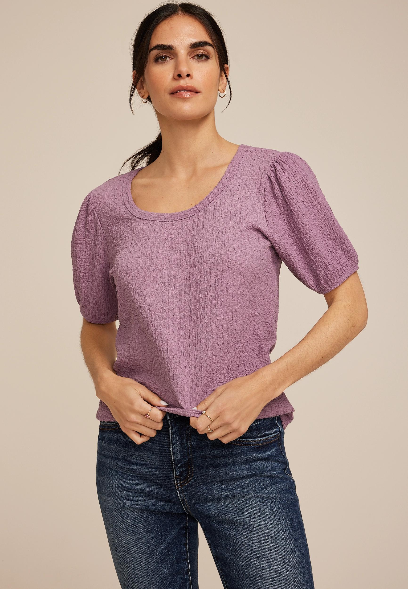 Pucker Puff Sleeve Top Product Image