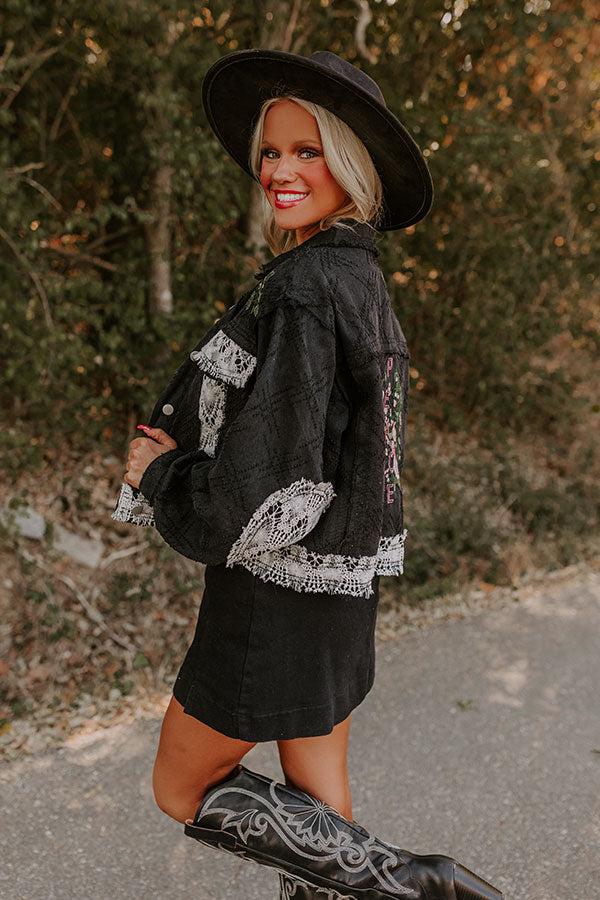 Boho Lifestyle Embroidered Jacket in Black Product Image