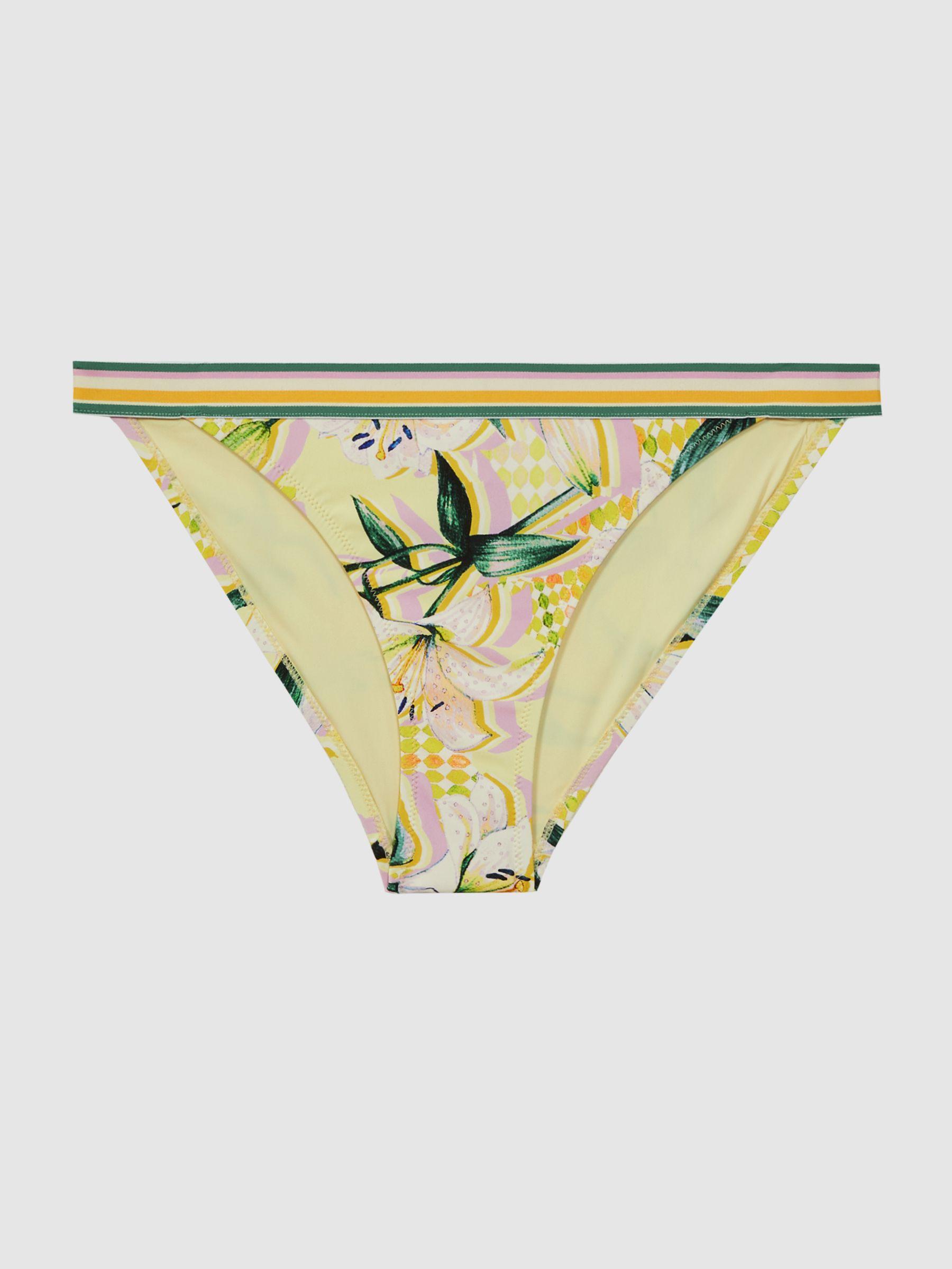 Floral Print Bikini Bottoms in Yellow Print Product Image