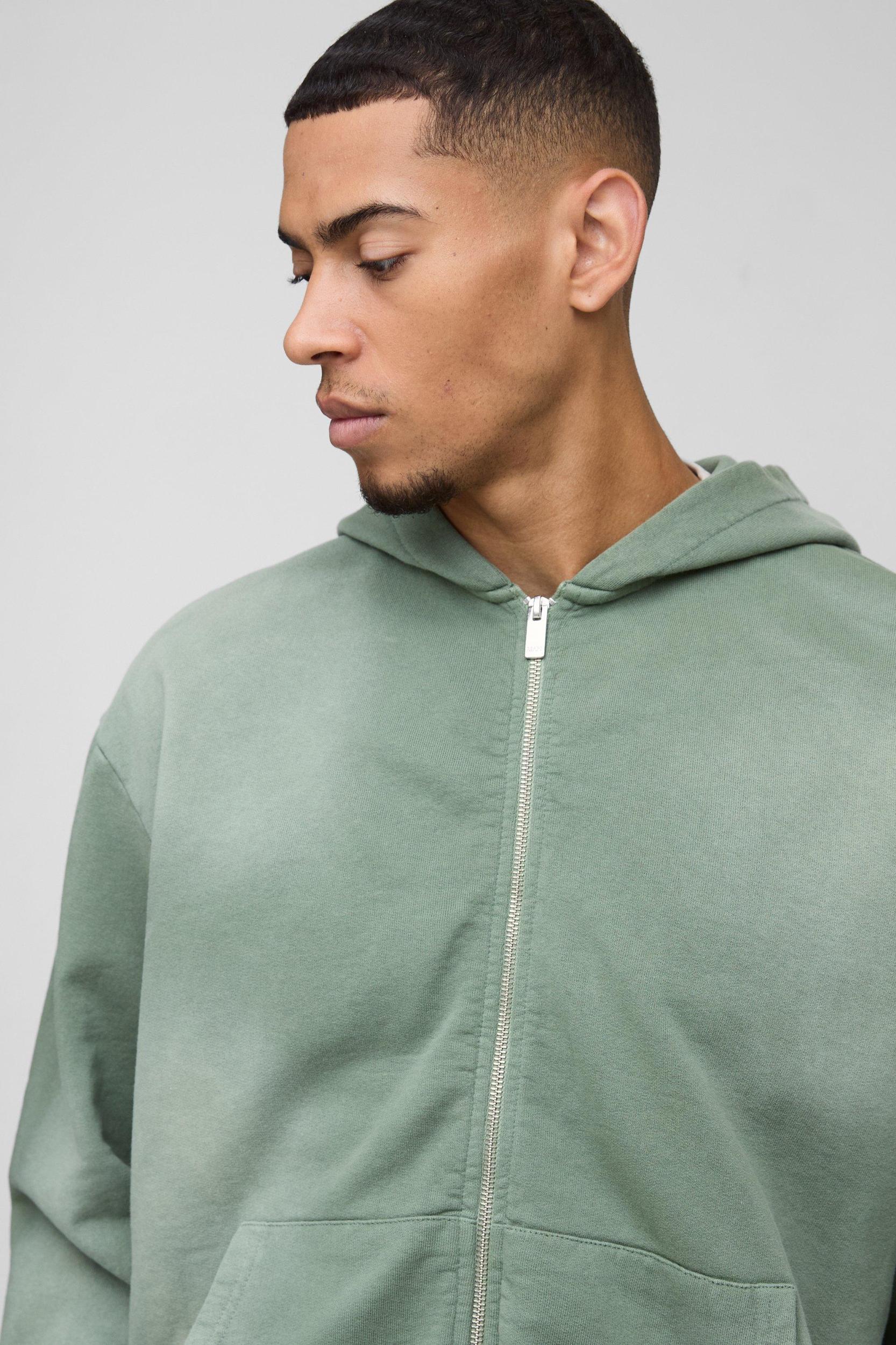 Oversized Boxy Spray Wash Zip Through Tracksuit | boohooMAN USA Product Image